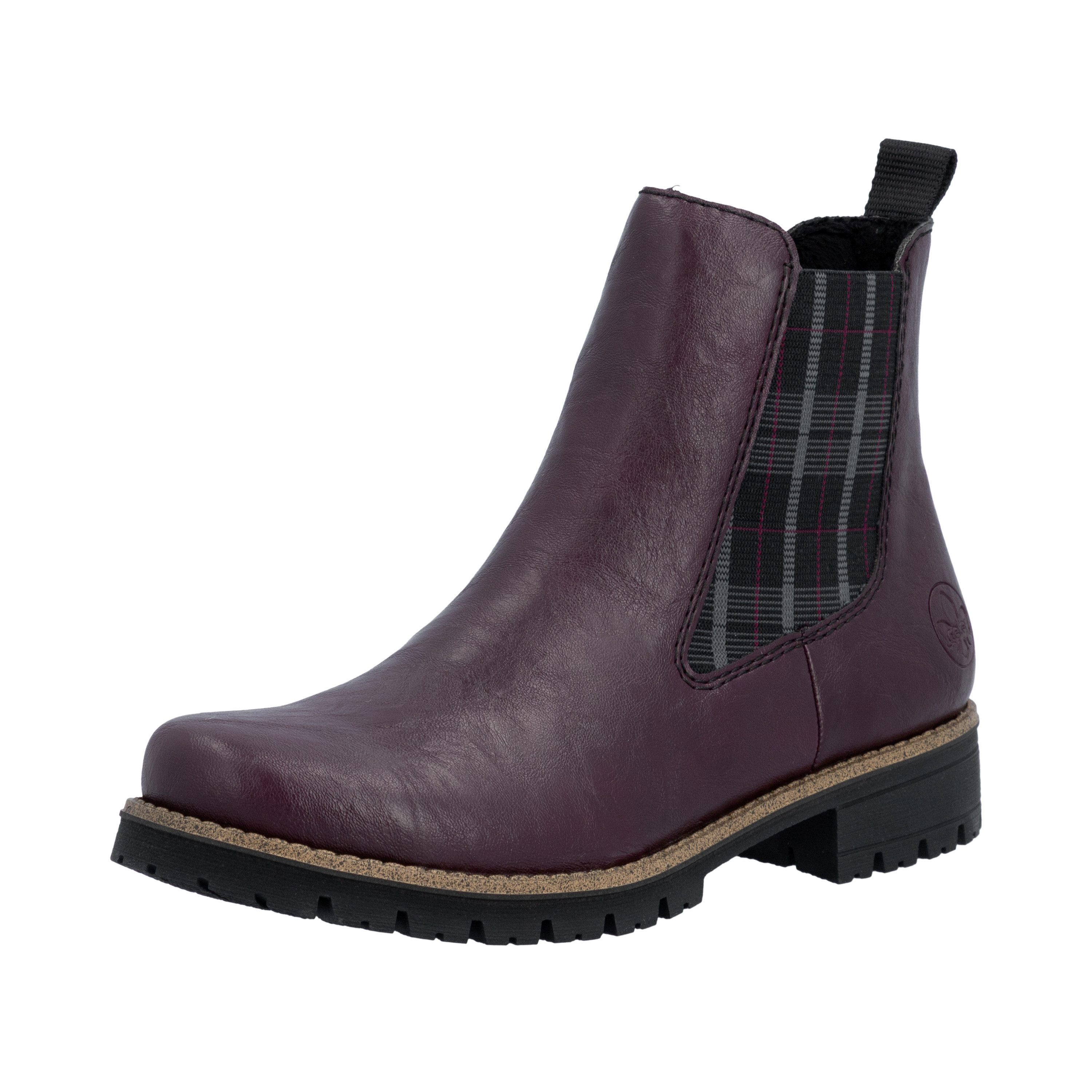 Rieker Chelseaboots Stiefelette, Boots mit kariertem Stretcheinsatz an der Seite