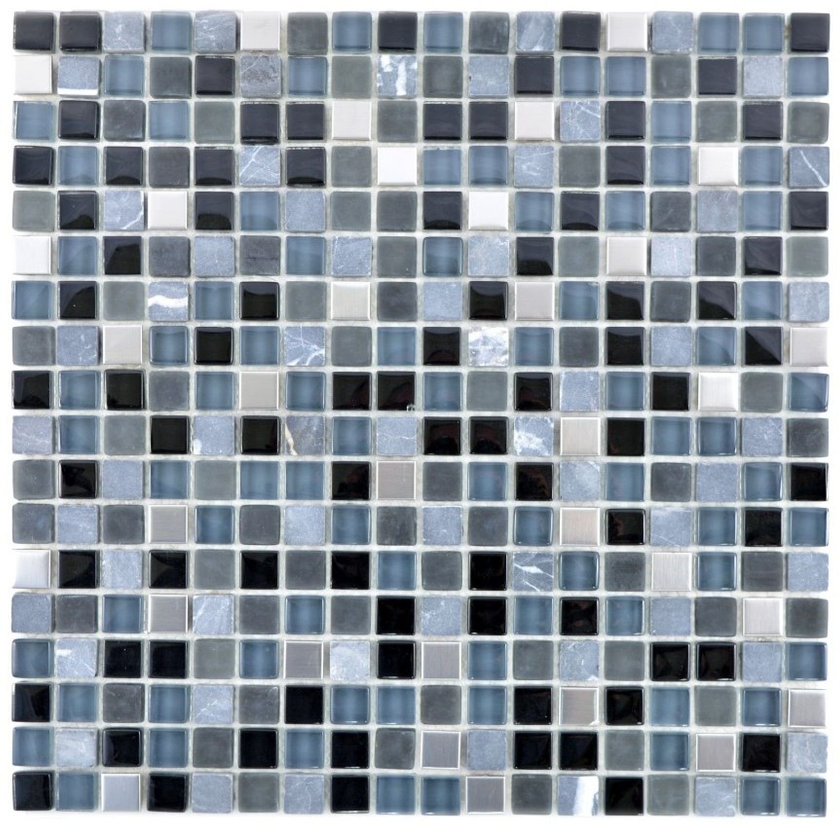 Mosaikfliesen Mosaikfliese Mosani Edelstahl anthrazit dunkelgrau Glasmosaik schwarz