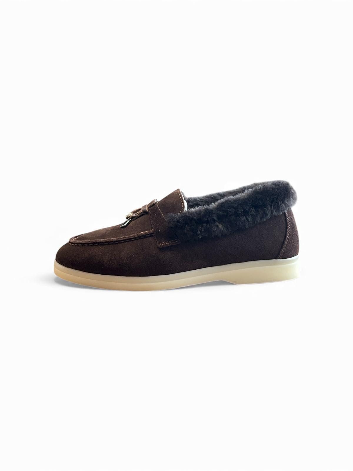 Begoria Damen Leder Loafer gefüttert mit Fell – Mokassins Mokassin