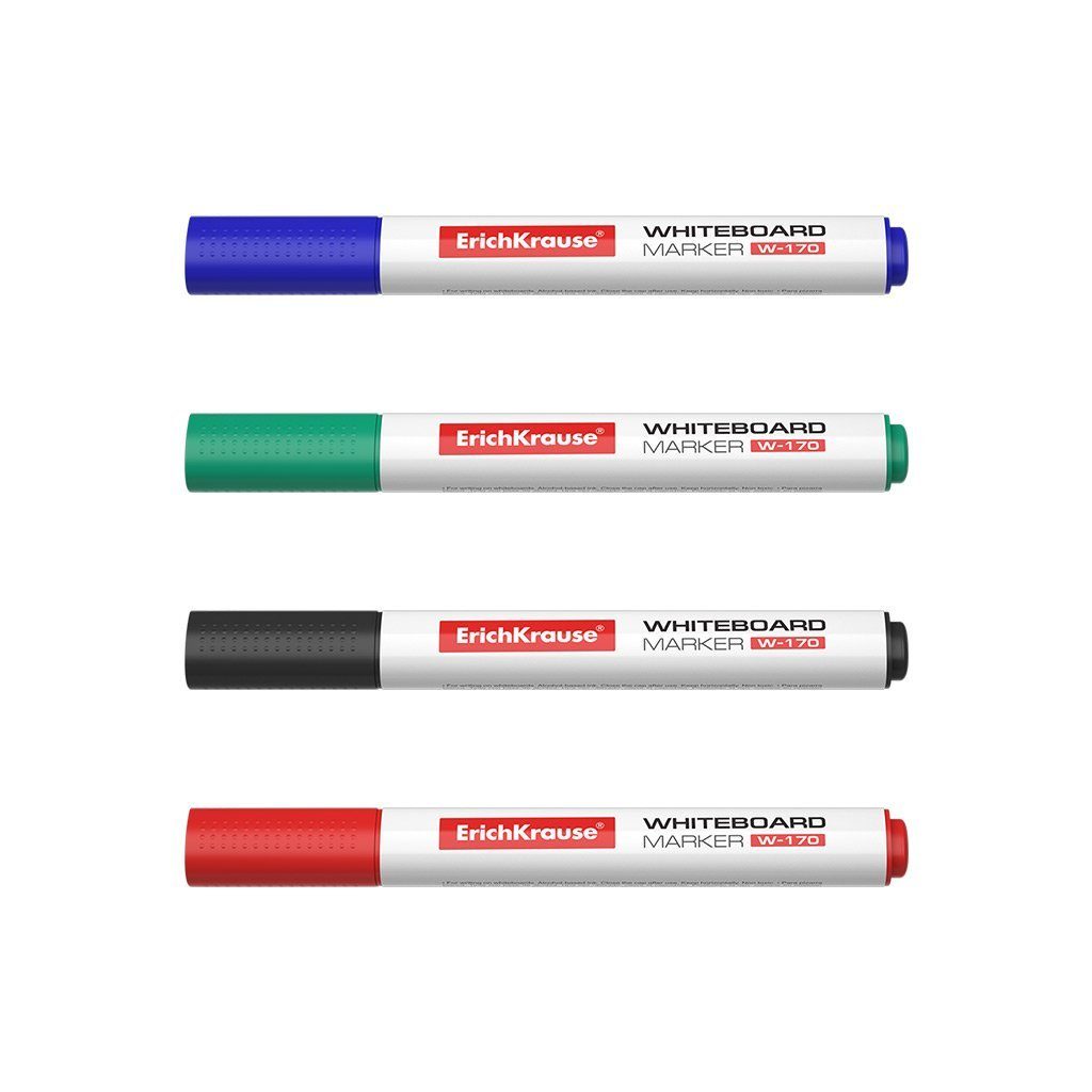 Whiteboard Erich Rundspitze 2mm Krause 4er Whiteboard Marker Marker, W-170 Set