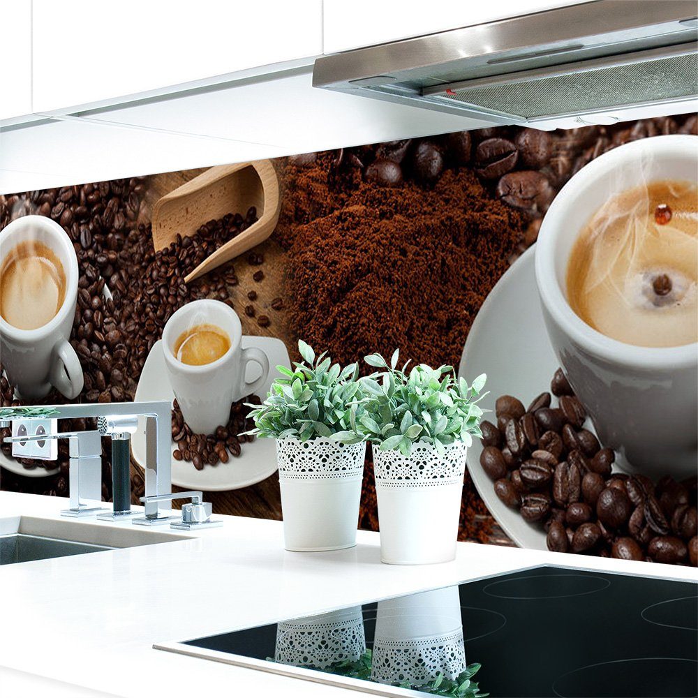 DRUCK-EXPERT Küchenrückwand Küchenrückwand Kaffee Mix Hart-PVC mm 0,4 Premium selbstklebend