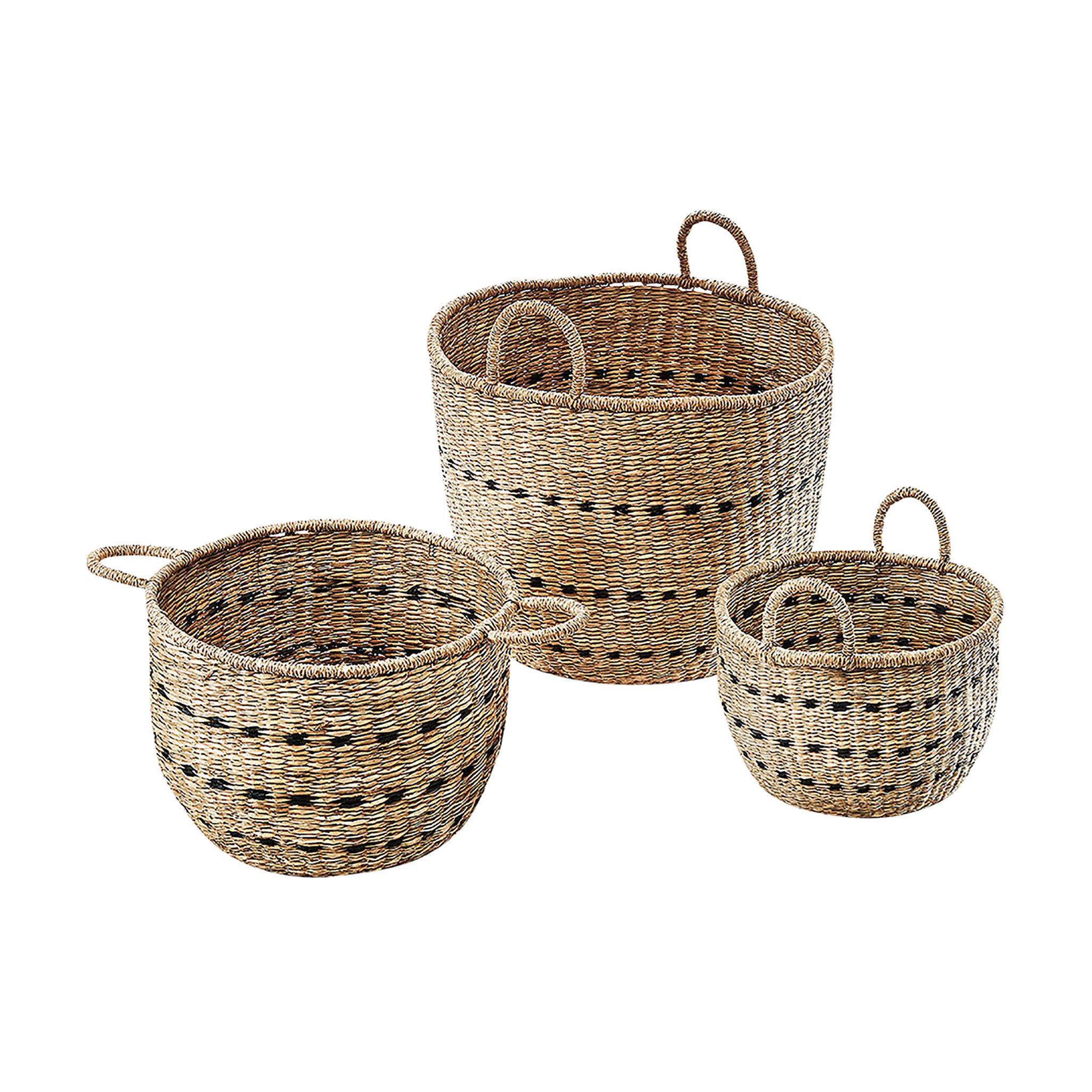 Kobolo Aufbewahrungskorb Dekokorb Set aus Seegras mit Griffen günstig online kaufen