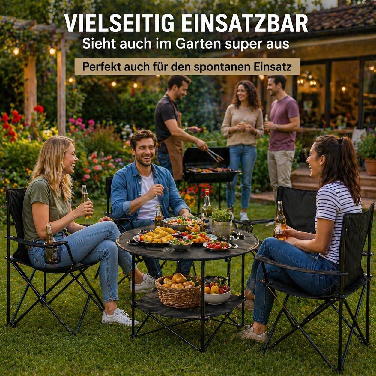 BigDean Campingstuhl Camping Set 2x Campingstühle + 1x Campingtisch (Spar-Set, 5 St), Komplettset für 2 Personen. Stabil. Belastbar. Kompakt & Klappbar – Bild 5 von 5