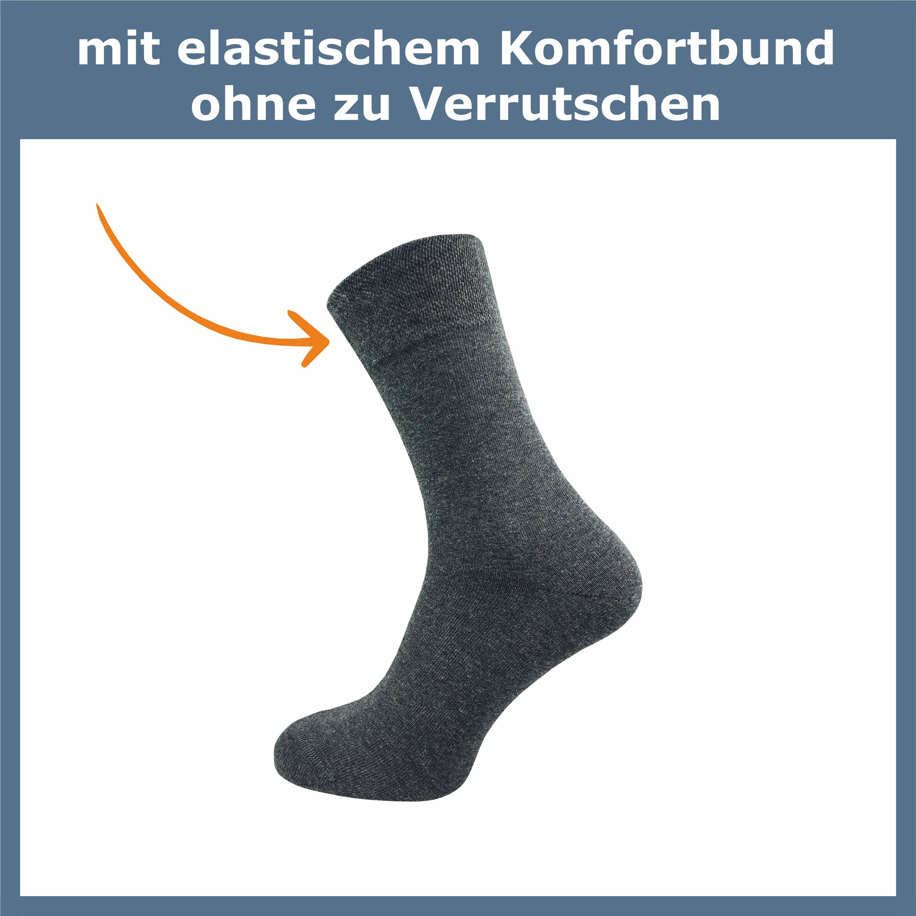 GAWILO Socken für Damen & Paar) drückende Naht hochwertiger, (6 - grau - ohne schwarz, doppelt blau gekämmter & Baumwolle aus Komfortbund Herren Premium