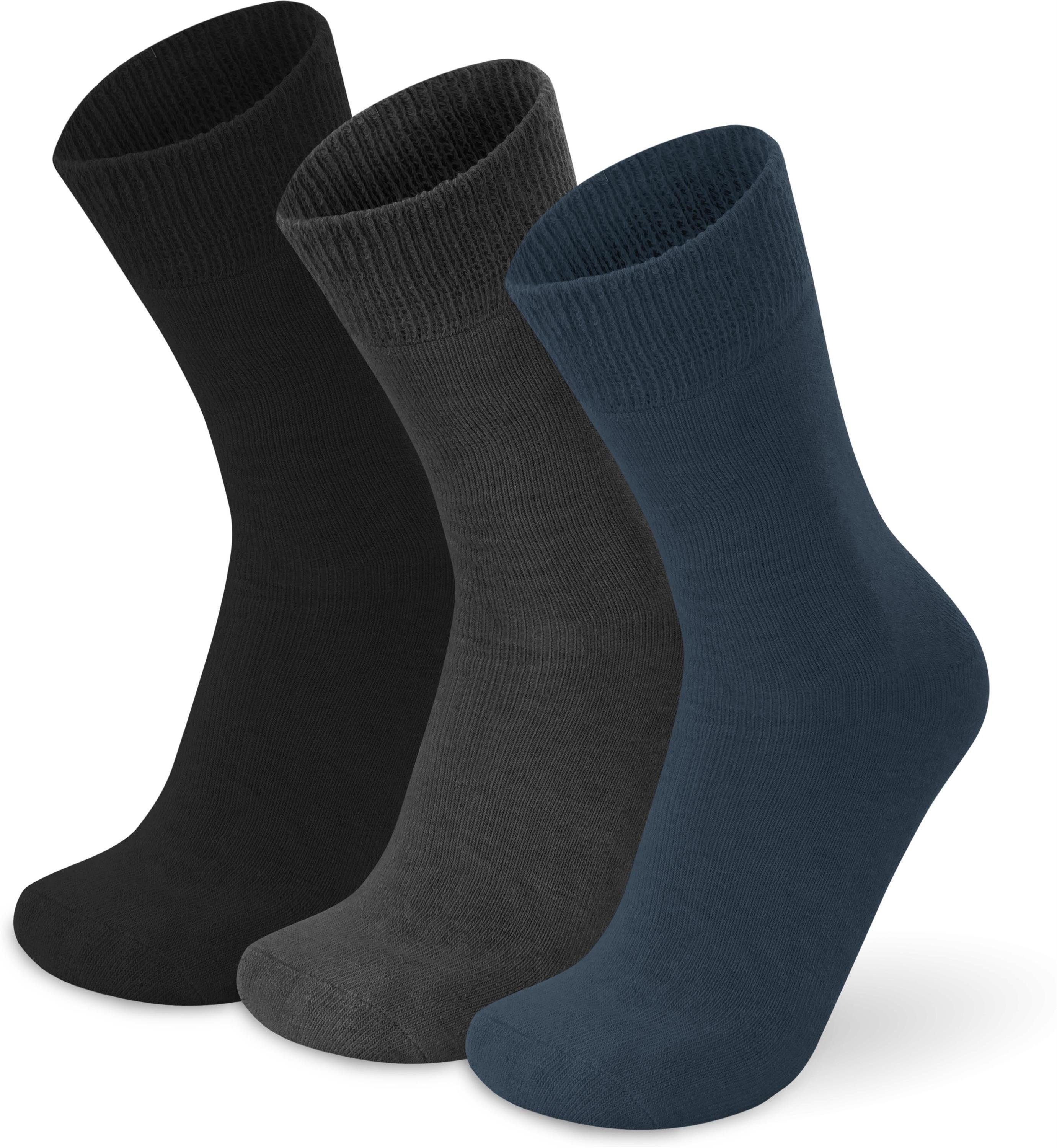 extrem 3 Bündchen, normani Thermosocken Paar Schwarz/Anthrazit/Marine warm extra weiches Alpaka-Vollplüschsocken Paar) (3