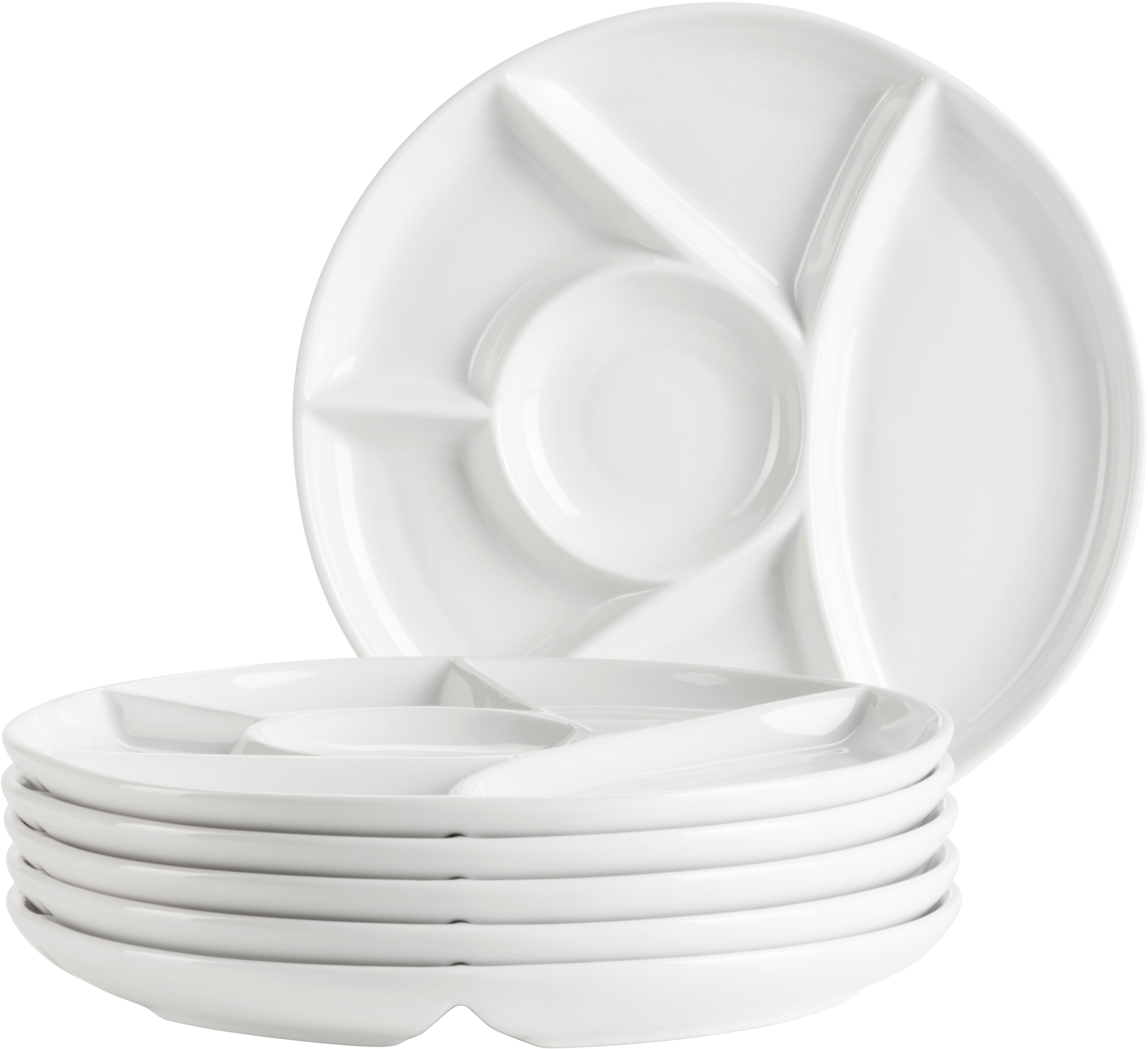 MÄSER Fondueteller Fondueteller Set, aus Porzellan, Ø 21,5 cm, (6 St), Geschirr-Set, Teller Set
