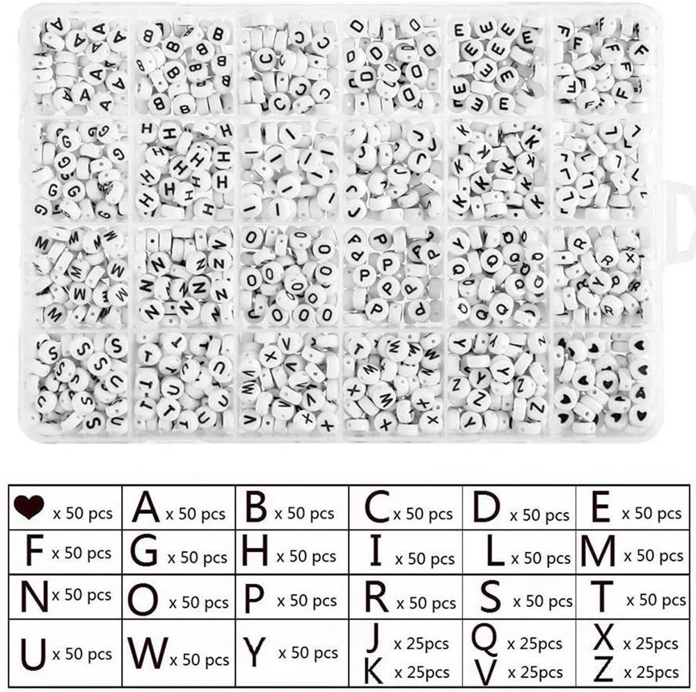 CLTYQ Kreativset 1200+ Buchstabenperlen Armband DIY Set mit Buchstaben, (DIY Armbänder Bastelset), Schmuck- und DIY-Bastelperlen A–Z und Herz „Love“,Schmuck-DIY