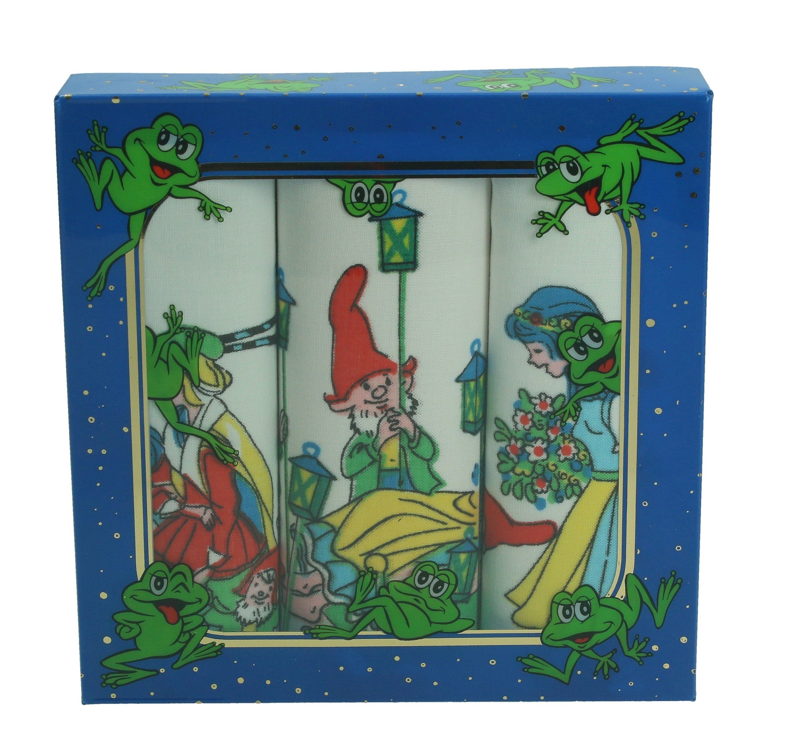 Betz Taschentuch 3 Stück Kindertaschentücher Geschenkbox ca. 25x25 cm Märchen Motive, (Set, 3-St. 3 Stück in der Geschenkbox), Design 3 Farbe: blau