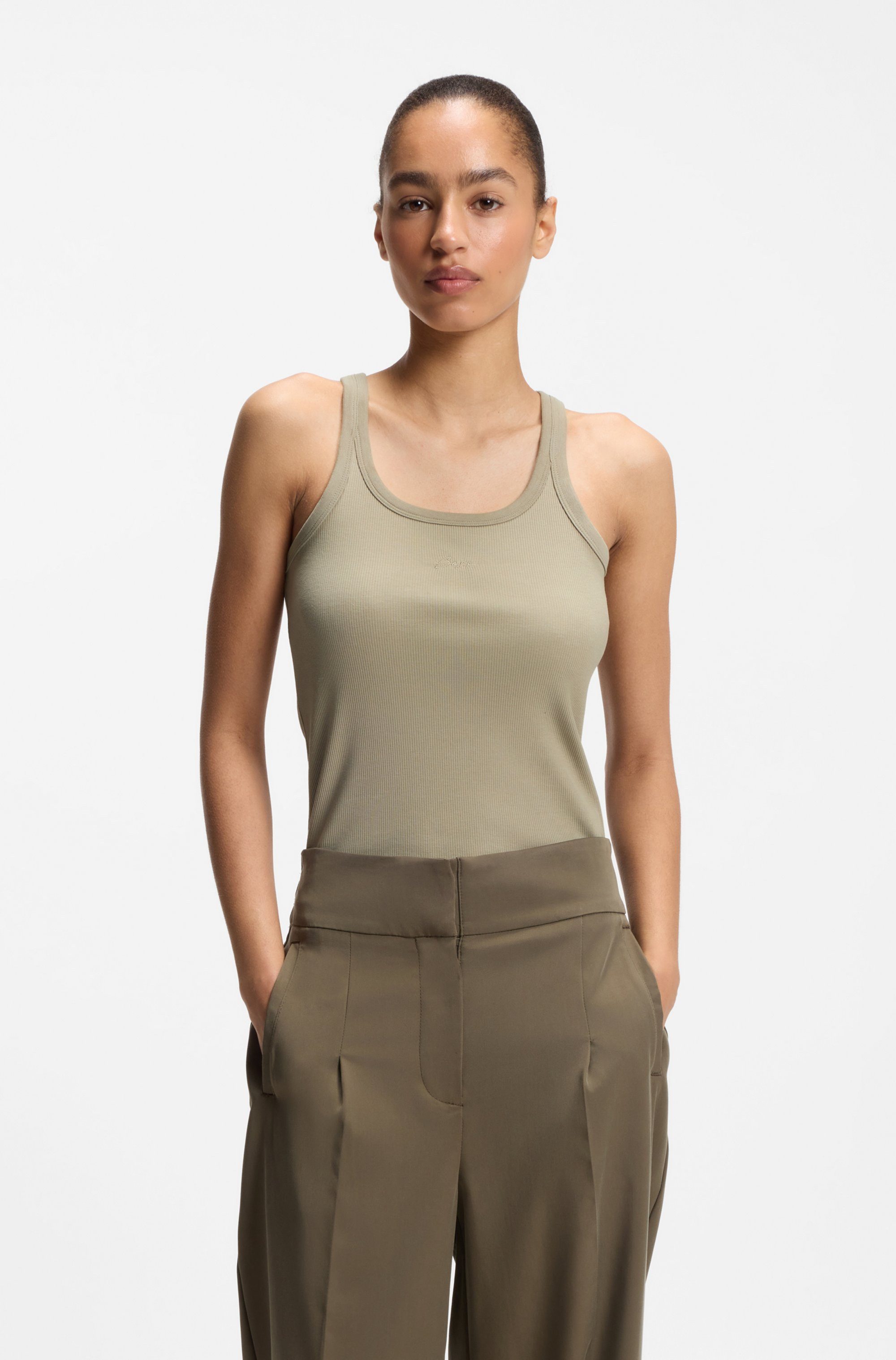BOSS ORANGE Ripptanktop Epetite Premium Damenmode Slim Fit mit Logostickerei