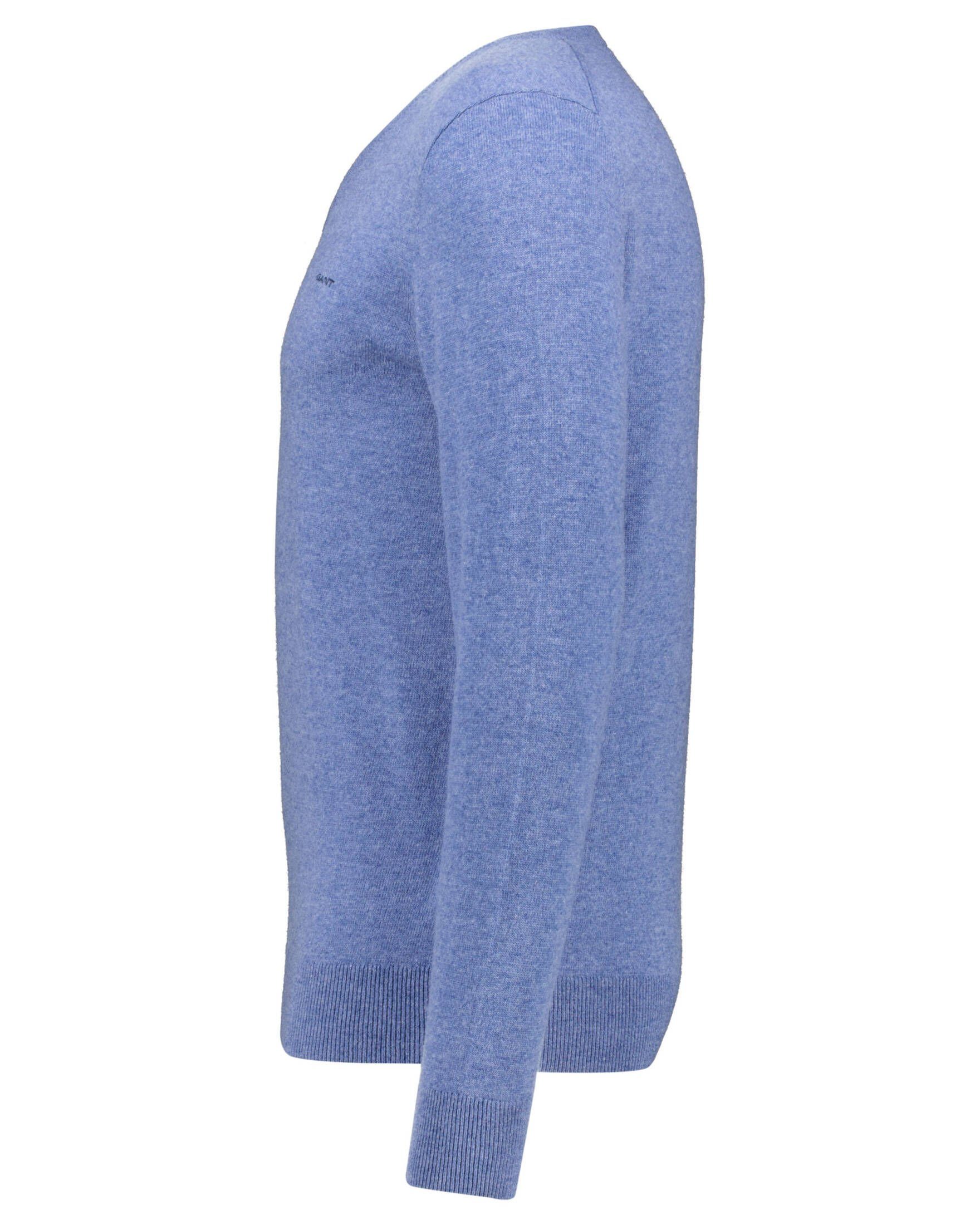 Gant Strickpullover Herren stoned EXTRAFINE blue (81) Schurwolle Strickpullover (1-tlg) mit