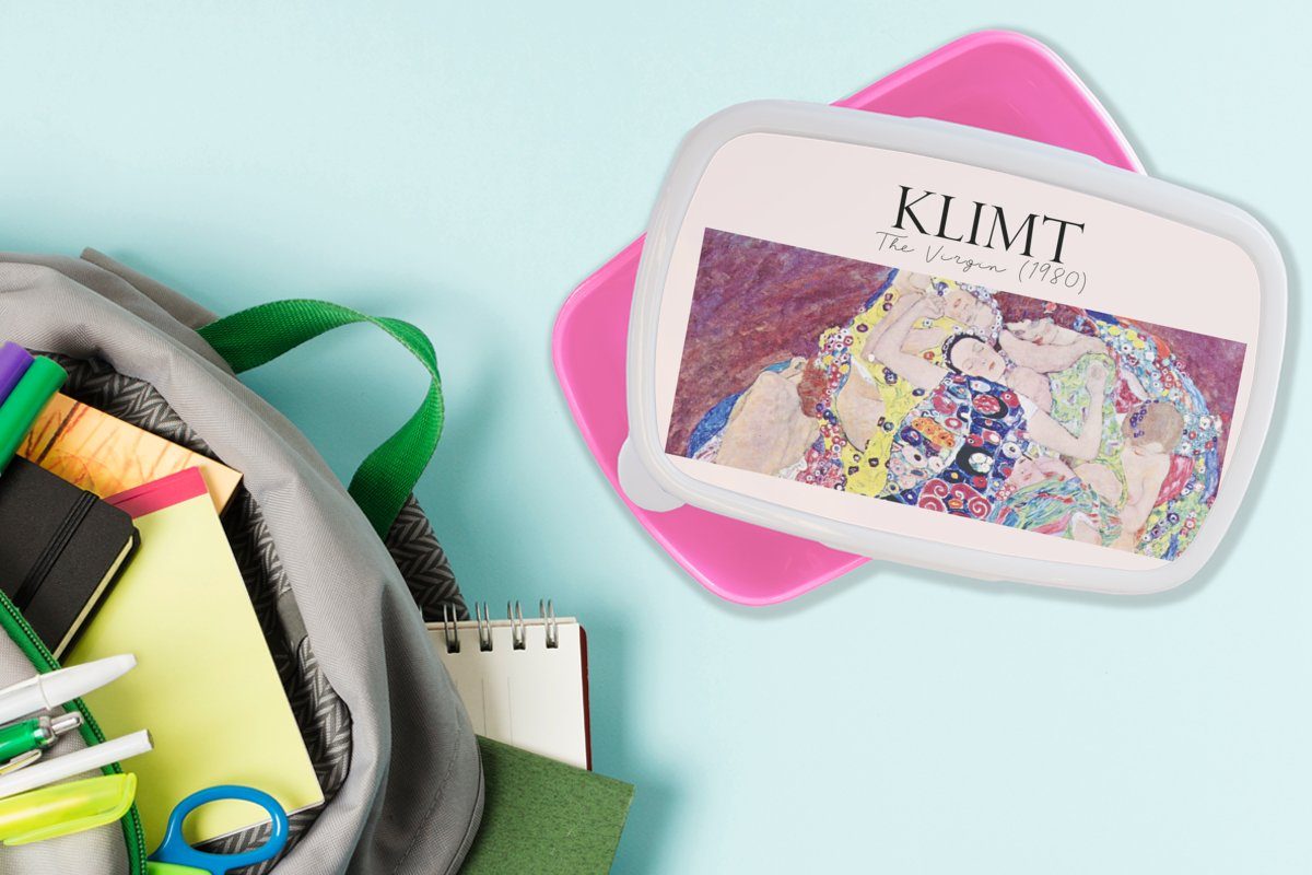 MuchoWow Brotbox (2-tlg), Mädchen, Kinder, Snackbox, Kunststoff, - Meister, Kunststoff Erwachsene, Lunchbox Alte rosa Kunst Brotdose Klimt Gustav - für