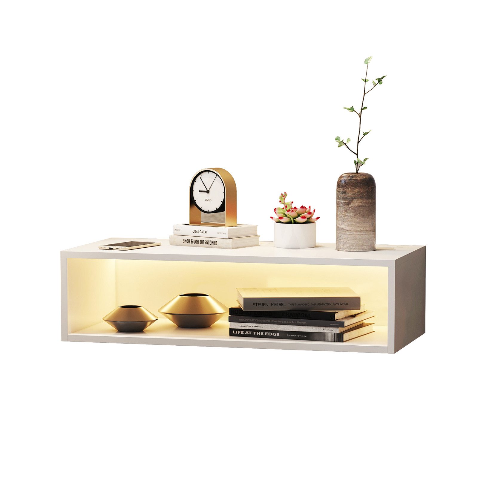 radelldar Hängeschrank Nachtkommode Hängeschrank Hochglanz mit beleuchtung, günstig online kaufen