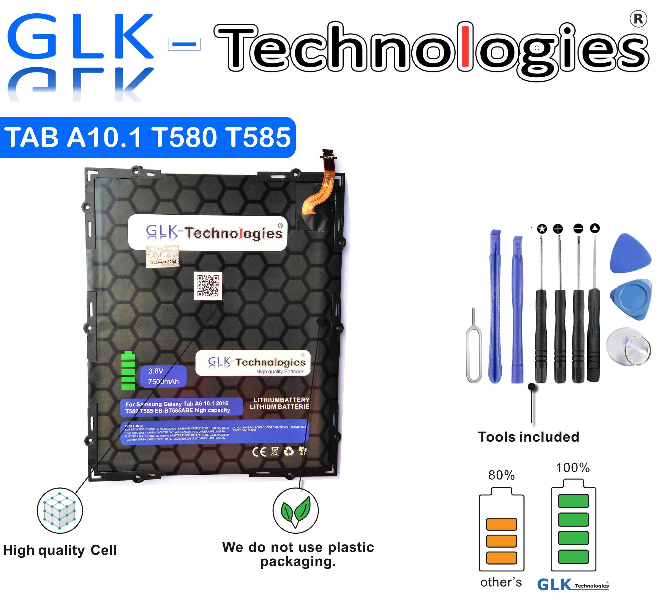 GLK-Technologies GLK Akku für Samsung Galaxy Tab A 10.1 2016 / Technische Daten: 3.8V Laptop-Akku