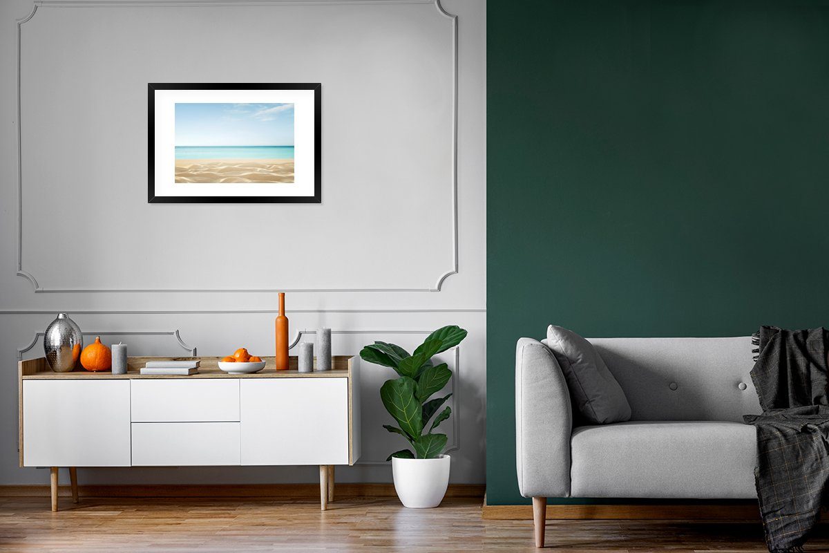 MuchoWow Poster Meer - Rahmen, (1 St), - Sand, Gerahmtes mit Kunstdruck, Schwarzem Bilderrahmen Poster, Strand
