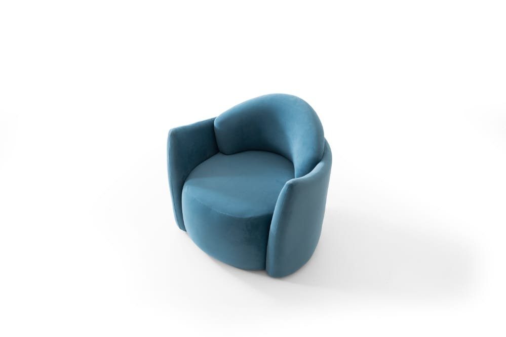 Luxus Blau Lounge Stuhl Textil Möbel Fernseh Club JVmoebel Sessel, Relax Einrichtung Sessel