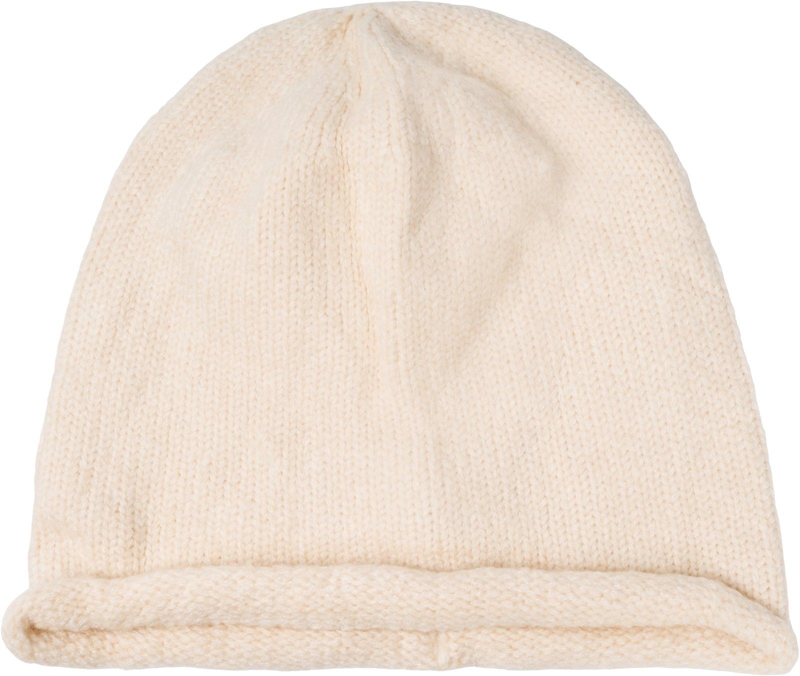 styleBREAKER Strickmütze (1-St) Oversize Strickbeanie mit Rollrand Creme