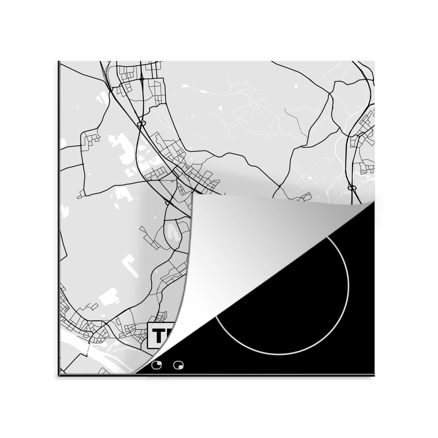 MuchoWow Herdblende-/Abdeckplatte Troisdorf - Karte - Stadtplan - Deutschland, Vinyl, (1 tlg), 78x78 cm, Ceranfeldabdeckung, Arbeitsplatte für küche