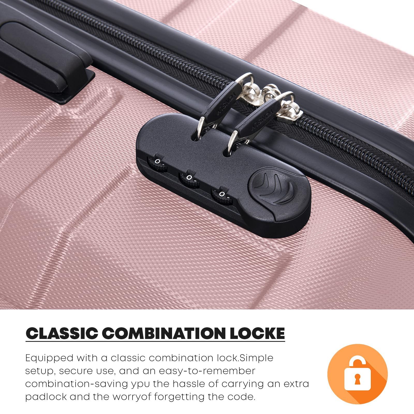 YONSLY Trolleyset Hartschalen-Reisekoffer Trolley Rollkoffer Gepäckset aus ABS, 4 Rollen, (Trolley-Set, 3 tlg., M, L & XL), vier Stellfüße zum seitlichen abstel – Bild 3 von 5