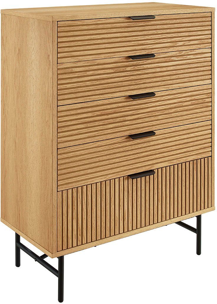 SalesFever Kommode Visby Designer Sideboard mit Stil, Eiche Echtholzfurnier