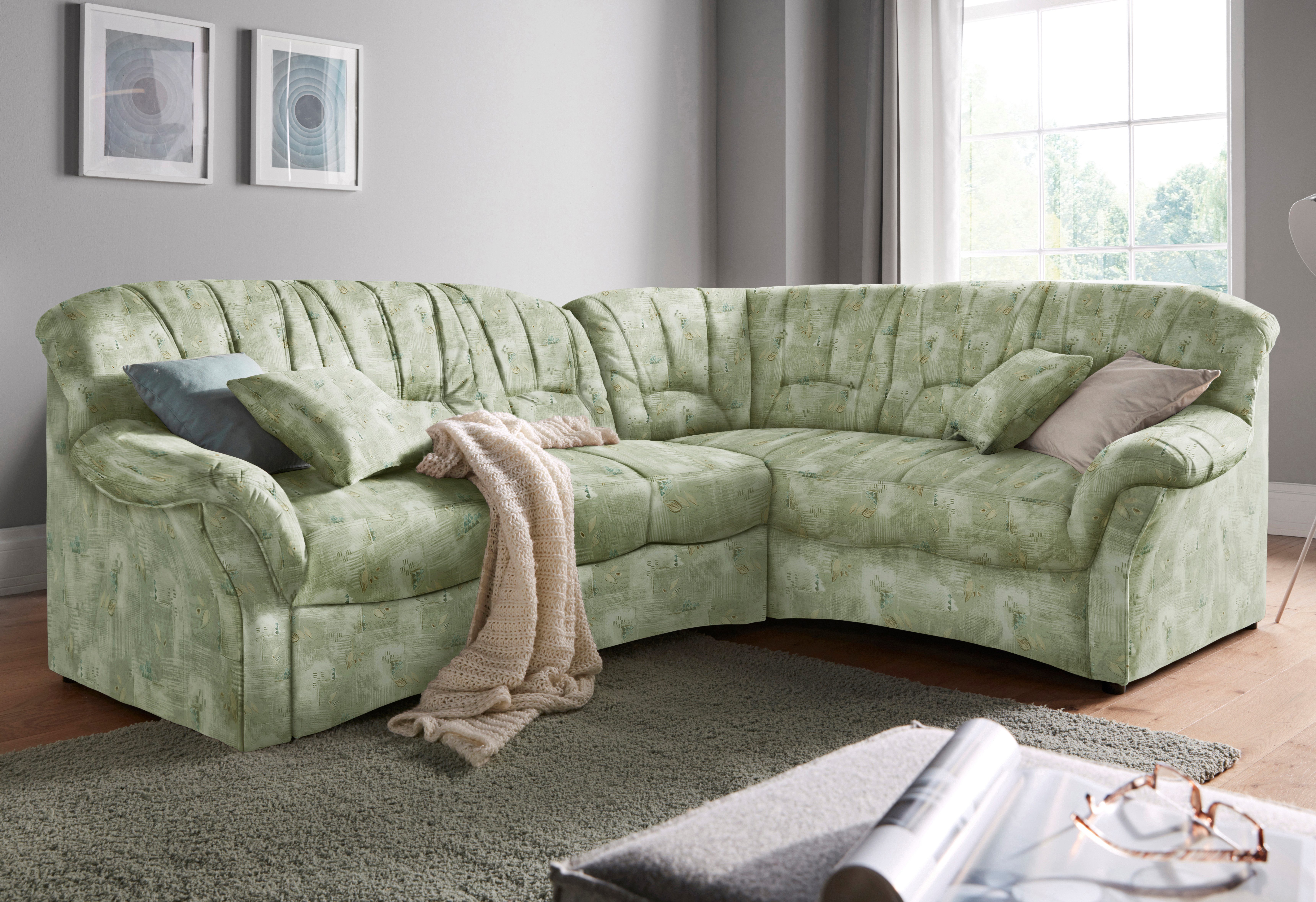 DOMO collection Ecksofa Bahia L-Form, B/T: 256/200 cm, belastbar bis 140kg/Sitz, mit Federkern, Microfaser, natur