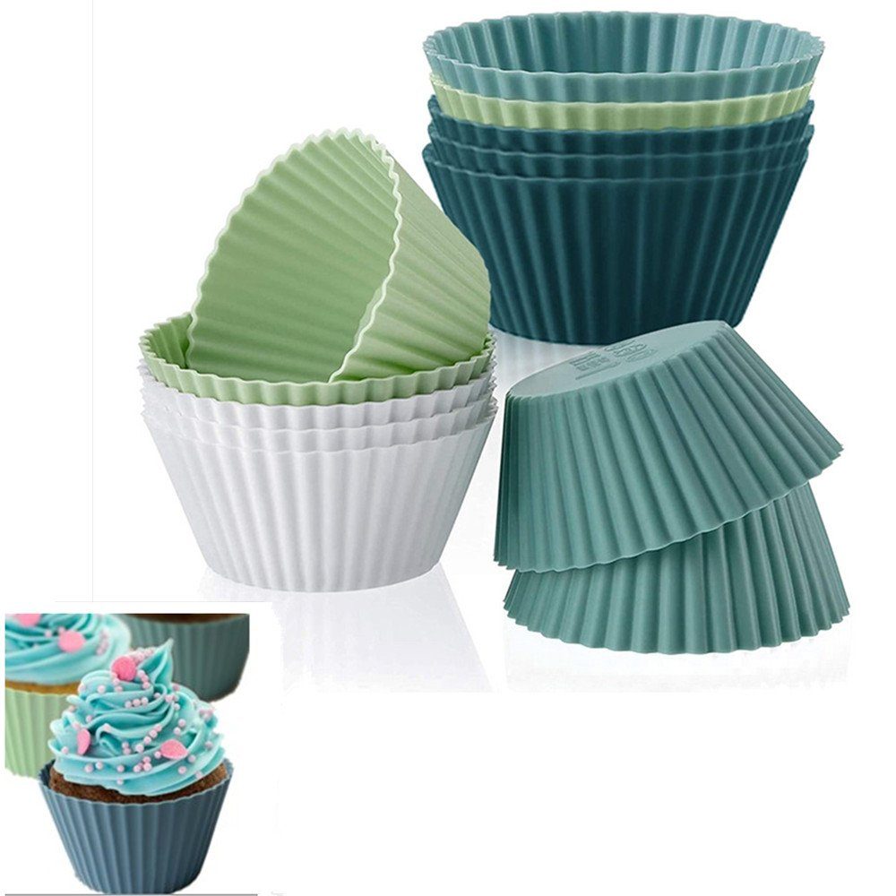 Muffinform 12/24 Stück Silikon Muffinförmchen Backformen,Wiederverwendbare