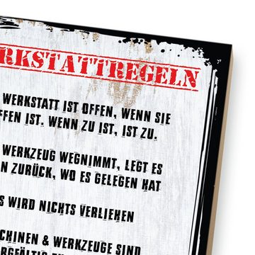 Kreative Feder Holzbild Deko-Bild „Werkstattregeln“ aus Holz, mit Motiv & Spruch, ideales Geschenk für Freunde & Familie