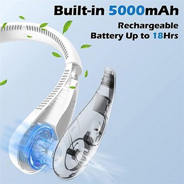 Bifurcation Mini USB-Ventilator Mini-Ventilator-Lüfterhals 5000 mAh, faltbar, 360°-Kühlung, 80 umlaufende Belüftungsöffnungen Geringes Geräusch