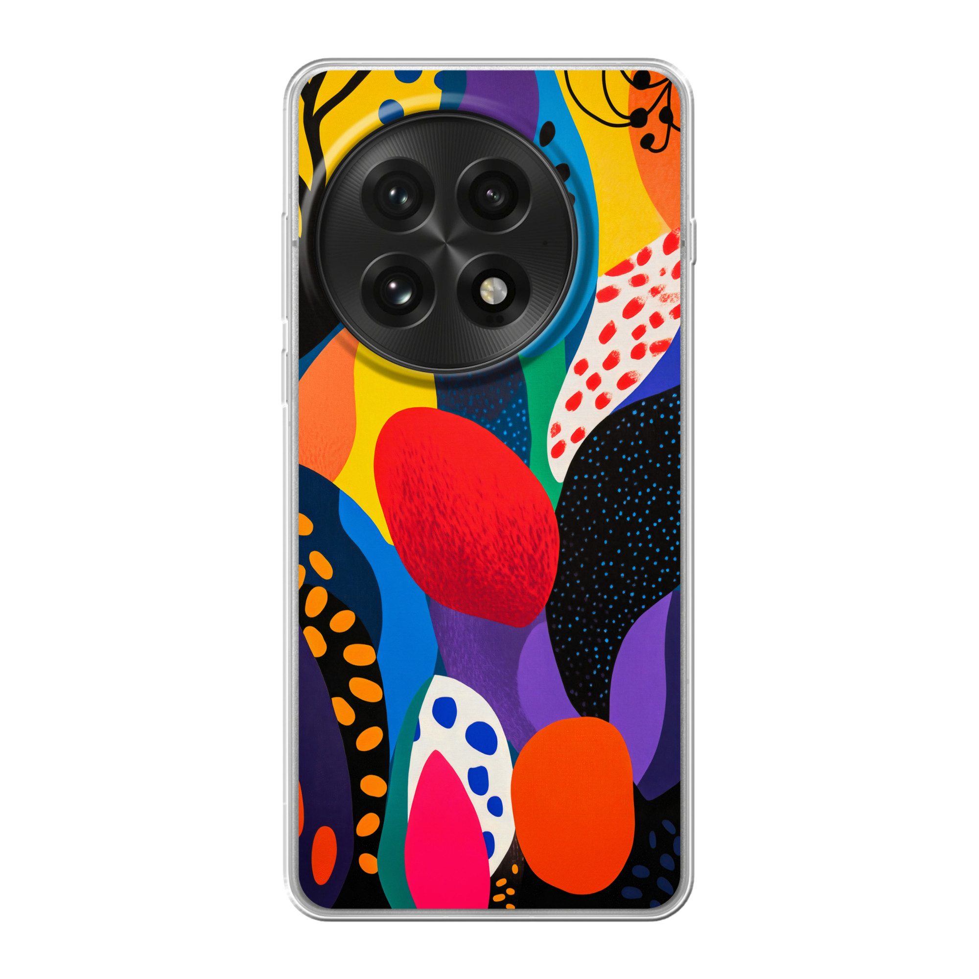 MuchoWow Handyhülle für OnePlus 13 Blumen - Blätter - Abstrakt - Rot, Phone Case, Silikon, Schutzhülle Dünn
