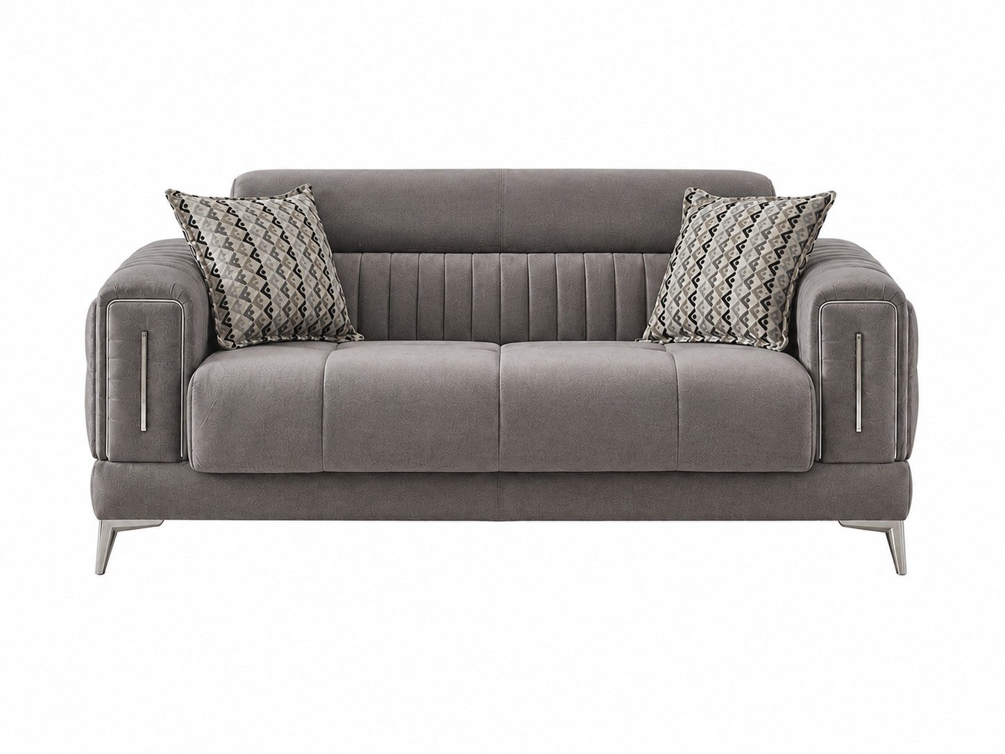 Villa Möbel Sofa Arica, 1 Einzelsofa 1 Teile, Grau 2er Sofa Schlaffunktion durch aufklappbare Sitzfläche