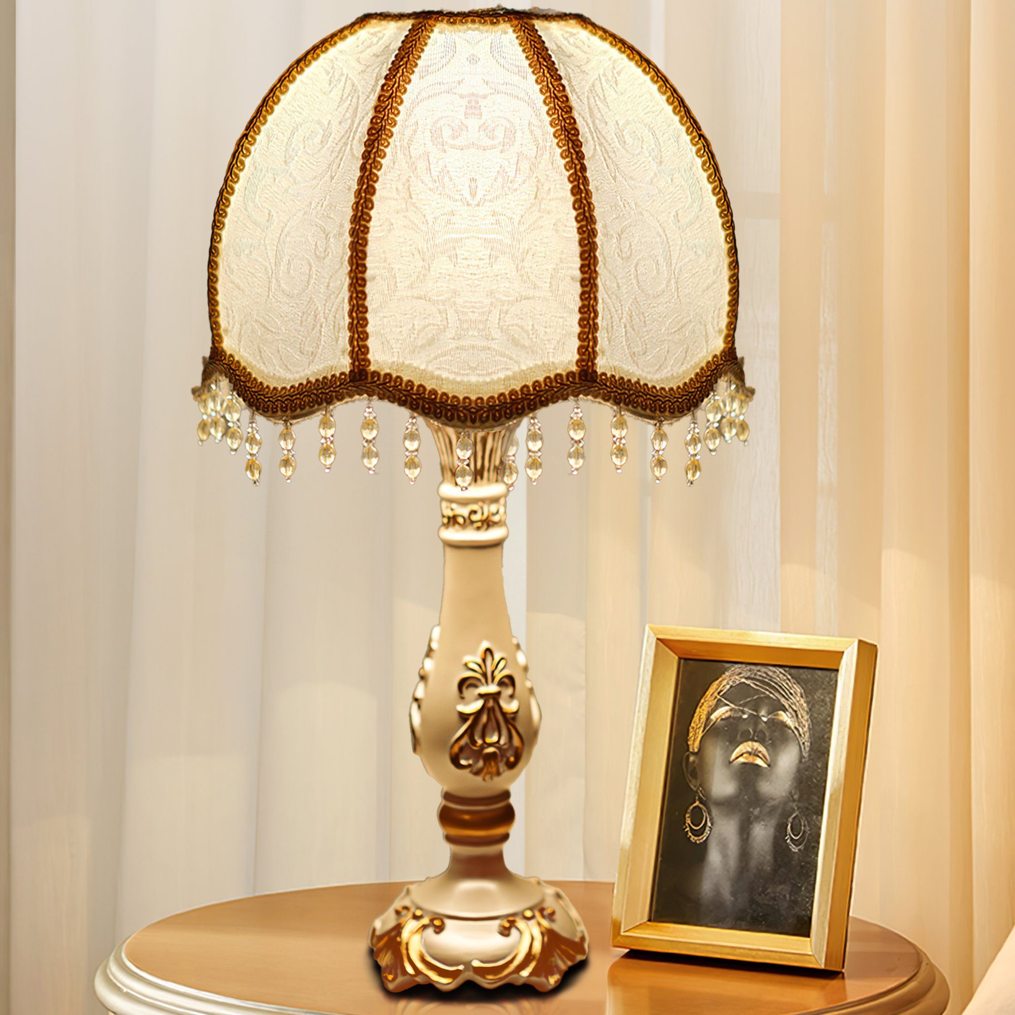 KUGI LED Tischleuchte für Retro Nachttischlampe Beistelltisch Nachttisch 5W Landhaus Vintage Lampe Blumenmuster LED-Lampe, Tischlampe Stil Tiffany Schreibtischlampe E27, Tischleuchte LED Kostenlose Style
