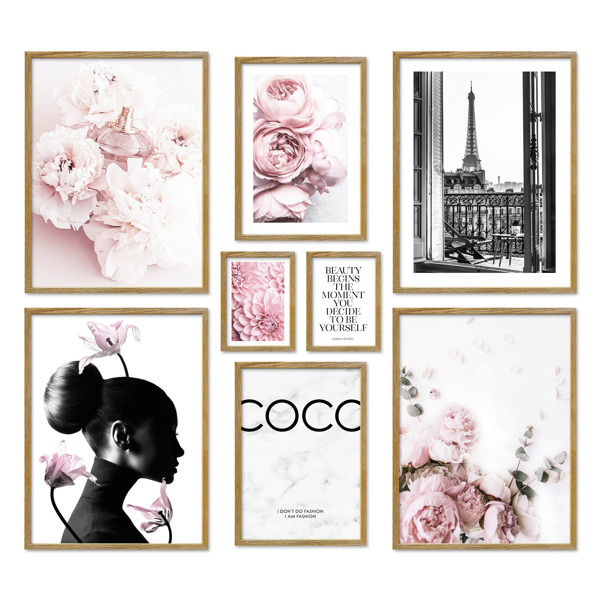 ARTFAVES Bilder-Collage Poster Set Coco I mehrteilige Bilderwand I Wandbilder Rosa, (Wandbilder)