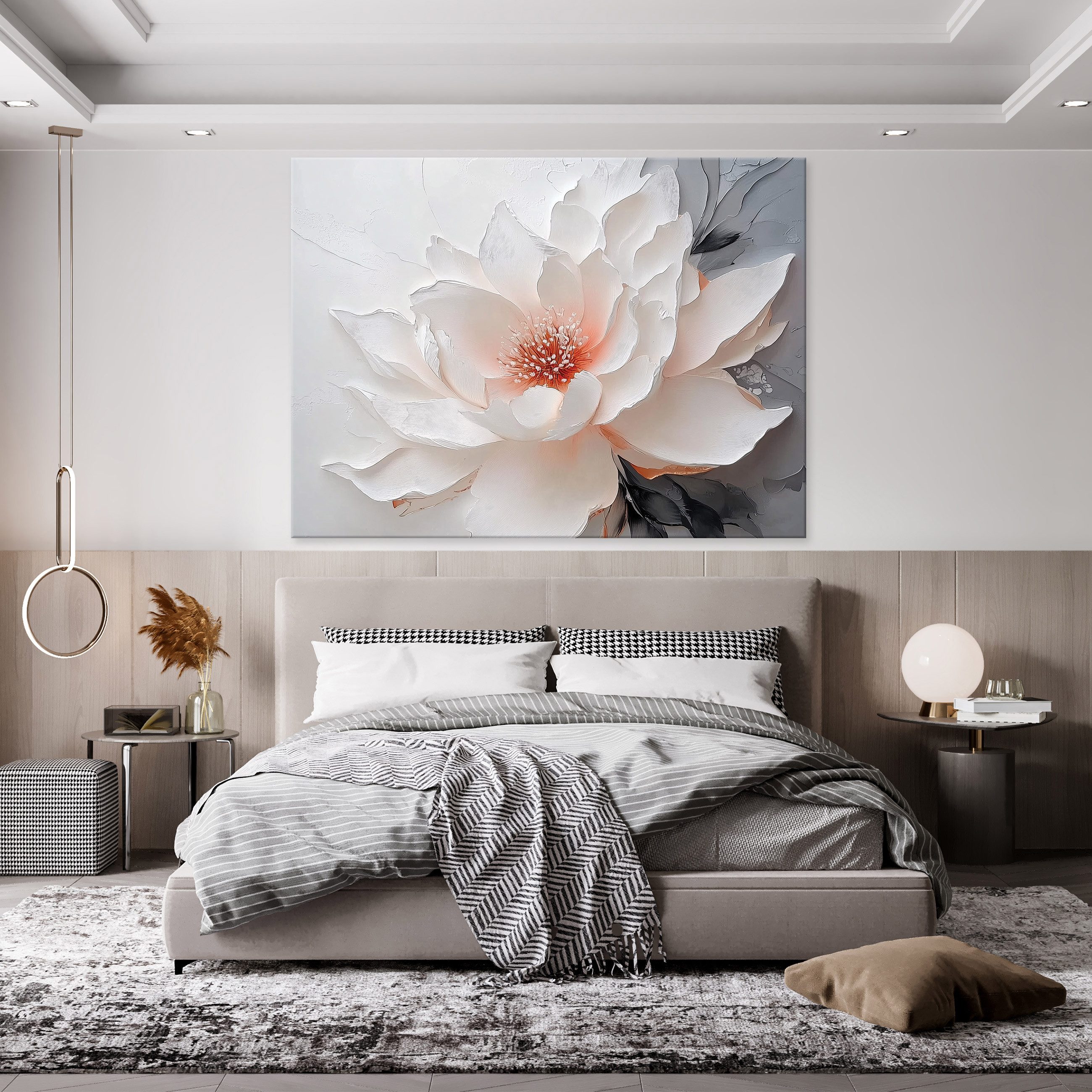Wallarena Leinwandbild Blumen Schwarz Weiß Wandbilder Wand Deko XXL Bilder, günstig online kaufen