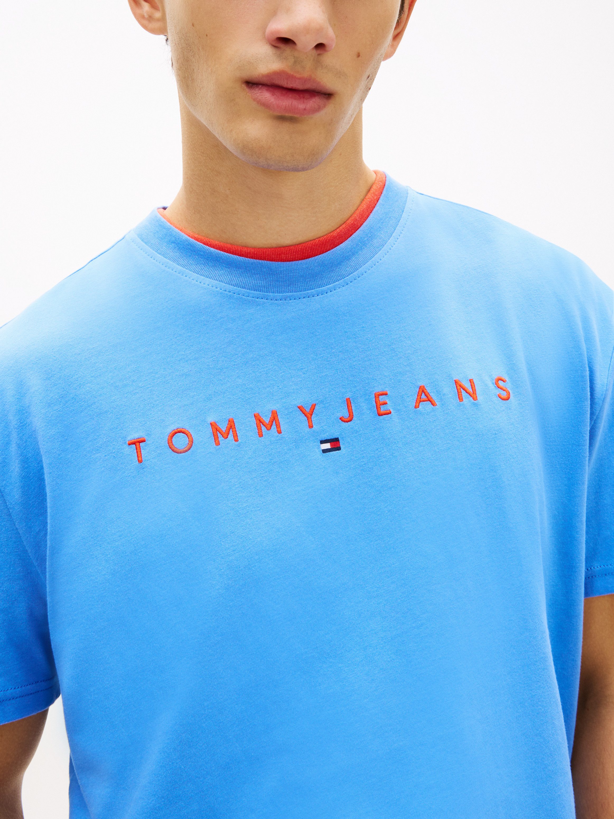 Tommy Jeans T-Shirt TJM REG LINEAR LOGO TEE EXT Rundhals, Regular Fit