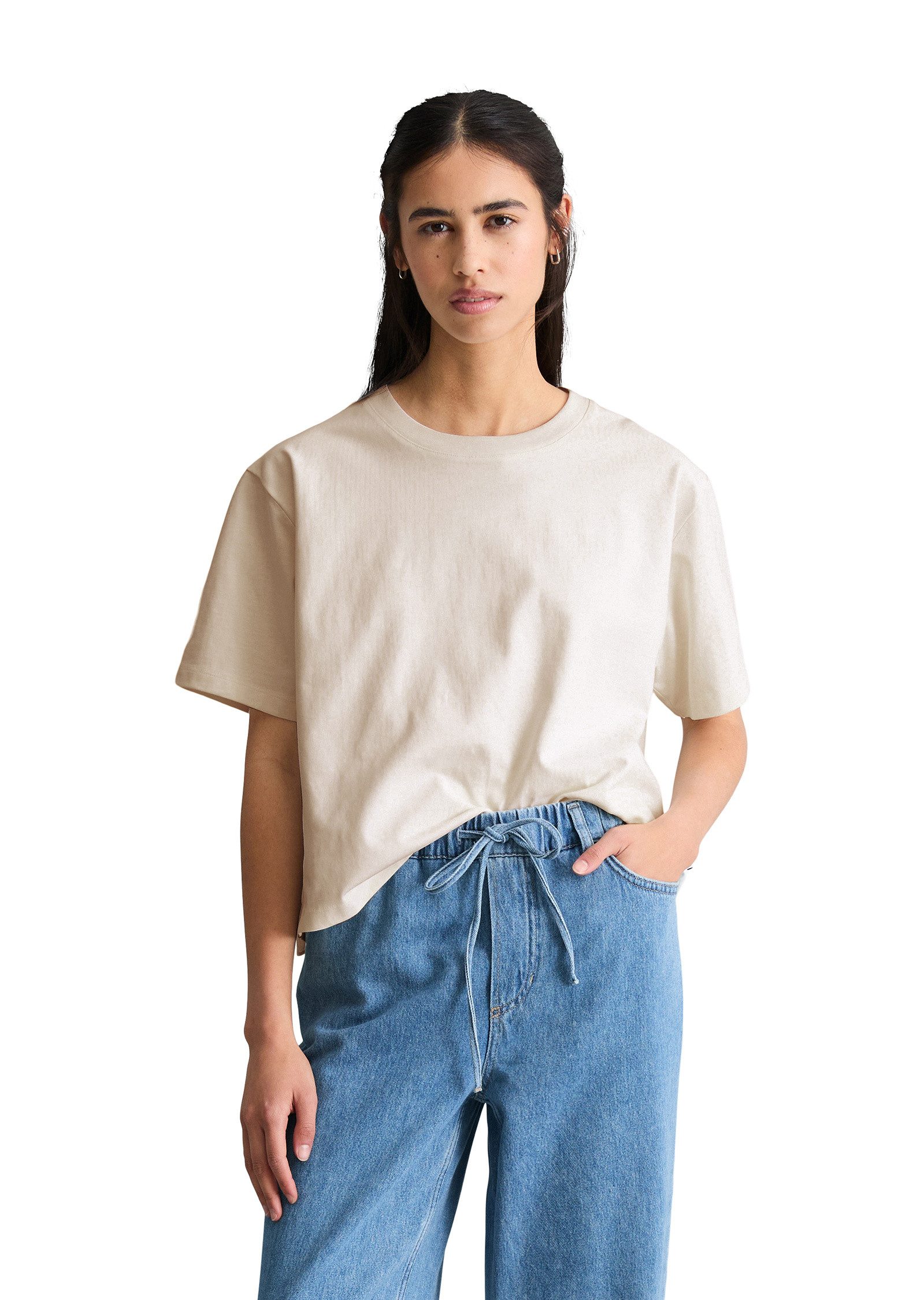 Marc O'Polo DENIM T-Shirt aus Material-Mix