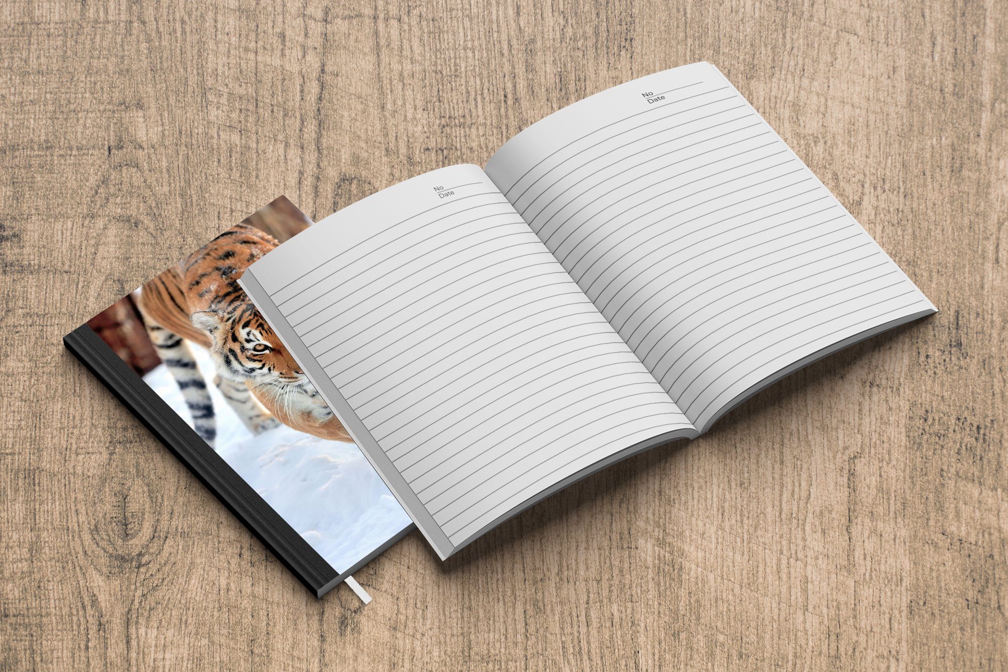 MuchoWow Notizbuch Tiger Haushaltsbuch Tagebuch, Seiten, 98 Journal, - Schnee Tiere, A5, - Merkzettel, Notizheft