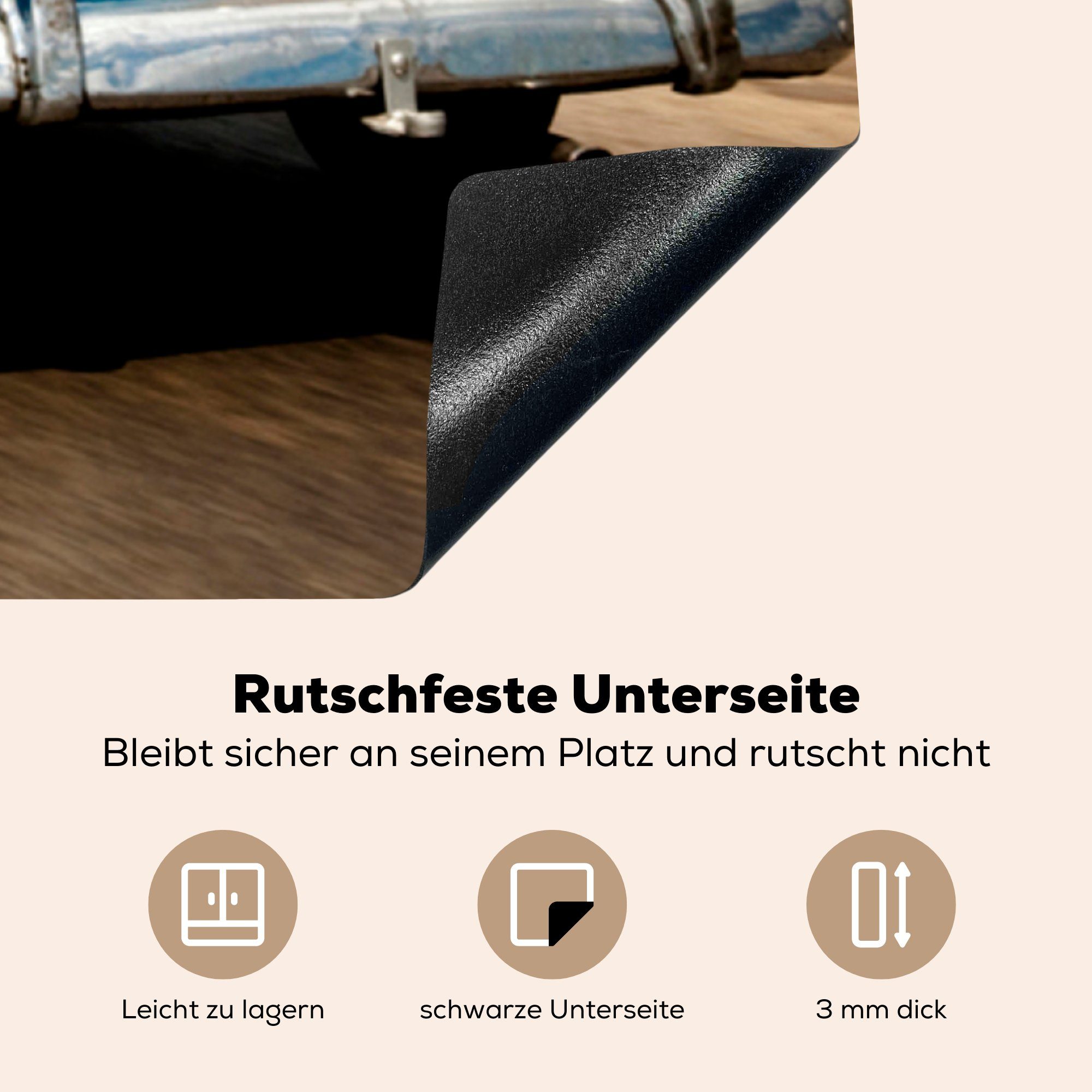 cm, - (1 Kuba Blau, für Arbeitsplatte MuchoWow tlg), Ceranfeldabdeckung, Herdblende-/Abdeckplatte Oldtimer küche - Vinyl, 78x78