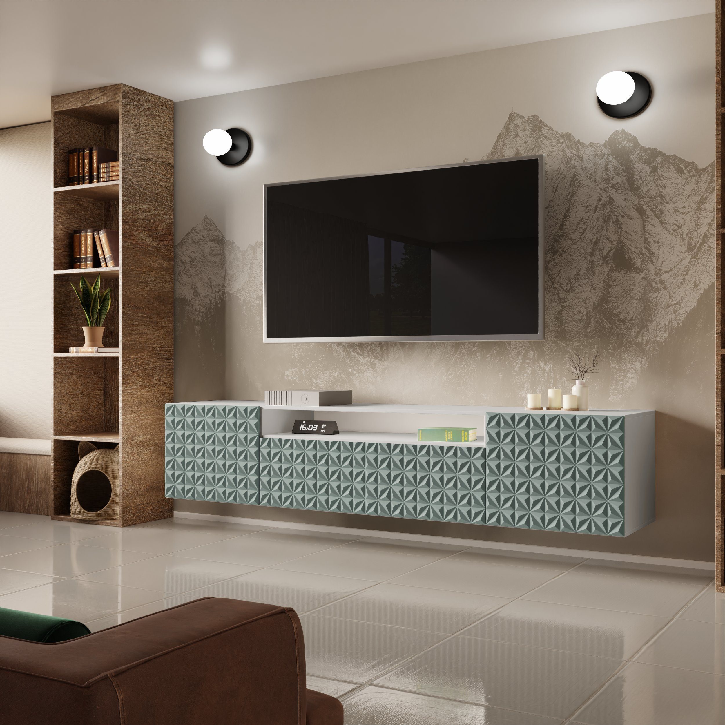 Beautysofa TV-Schrank Modernes RTV-Kabinett mit gefräster günstig online kaufen