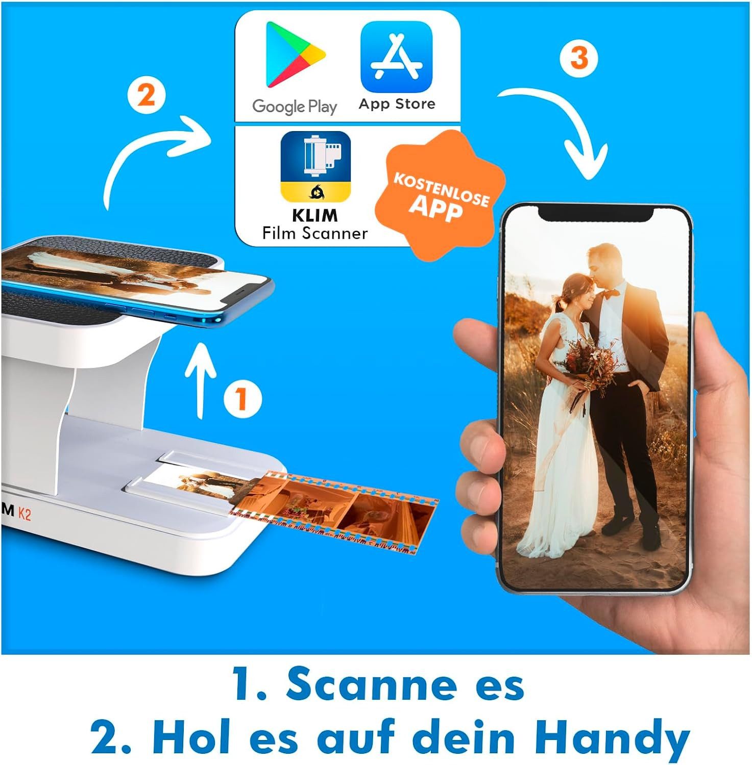 KLIM K2 Dia/Negativ -Scanner, (35mm, Mobiler Film Scanner, Fotoscanner zum digitalisieren)