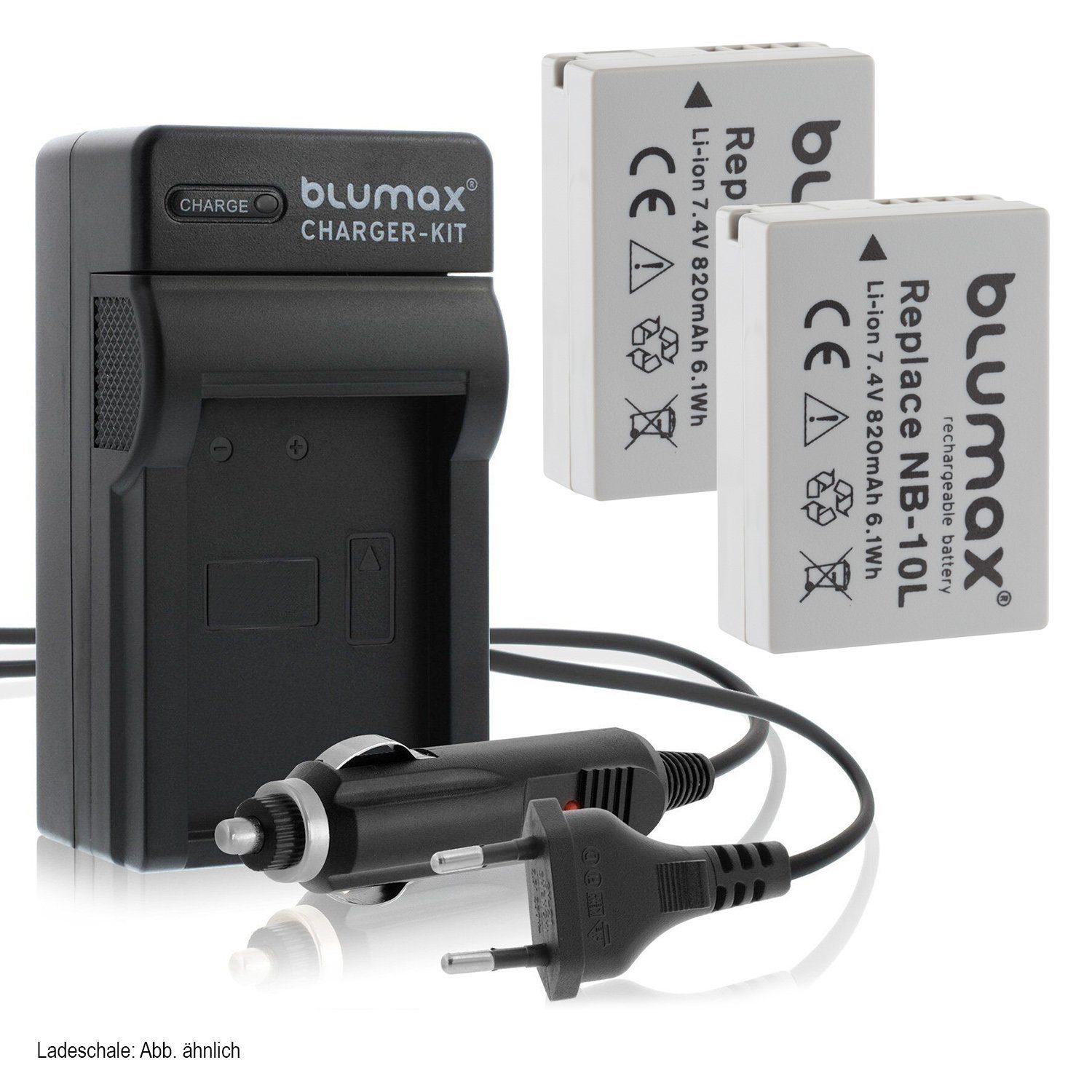 Blumax Set mit Lader für Canon NB-10L SX-40HS 820 mAh Kamera-Akku