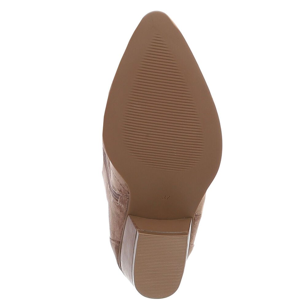 Ital-Design Stilvolle Stiefeletten mit Verzierung für Damen Westernstiefel (90927556) Blockabsatz Flache Stiefel in Hellbraun