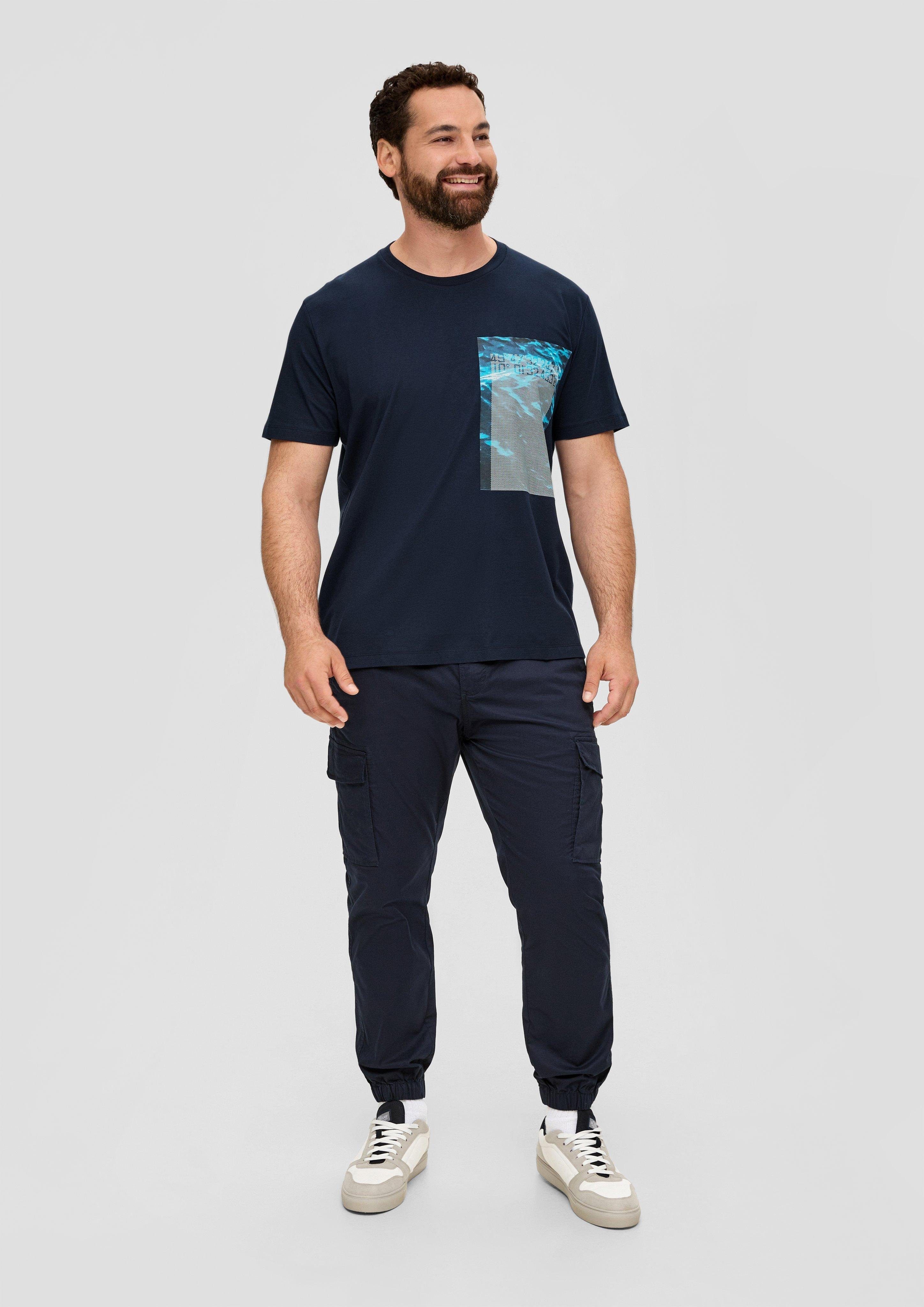 s.Oliver Kurzarmshirt navy T-Shirt aus Baumwollstretch