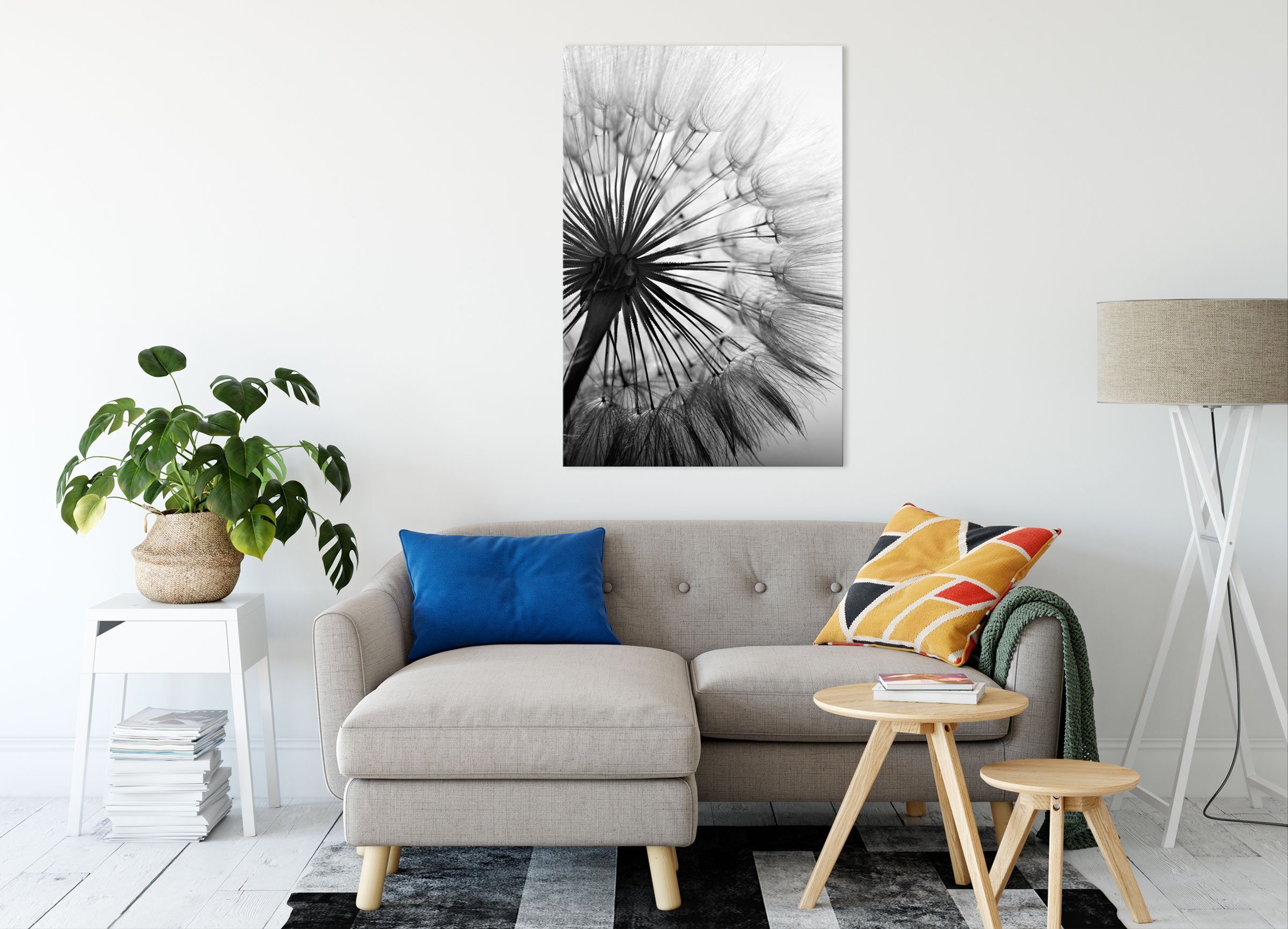 Leinwandbild inkl. Schöne (1 Pixxprint bespannt, St), Zackenaufhänger Pusteblume Schöne Pusteblume, fertig Leinwandbild