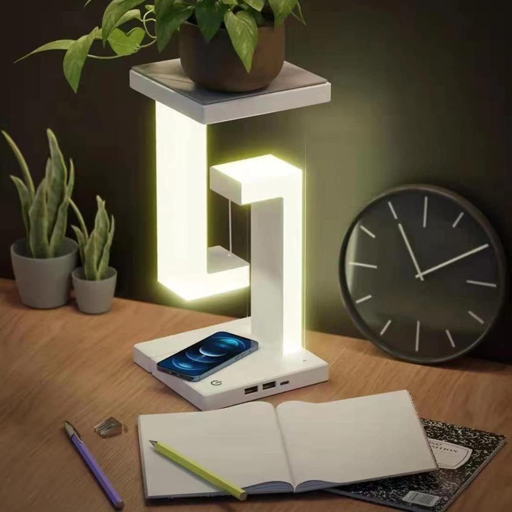 DOPWii Nachttischlampe Schwebende LED-Schreibtischlampe kabellosem mit Ladegerät