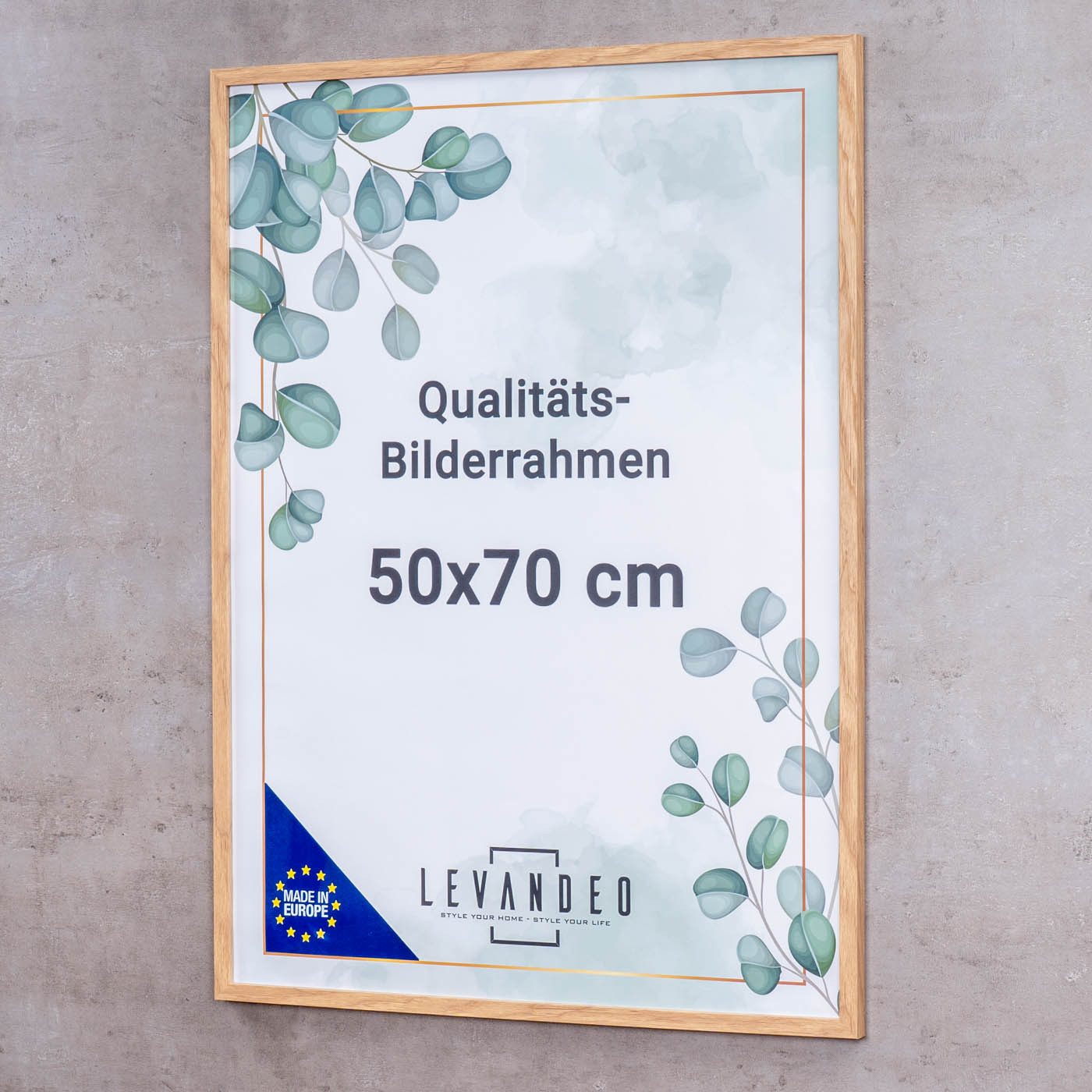 Levandeo® Bilderrahmen, Posterrahmen Natur Eiche Optik 50x70 Made in EU Bil günstig online kaufen