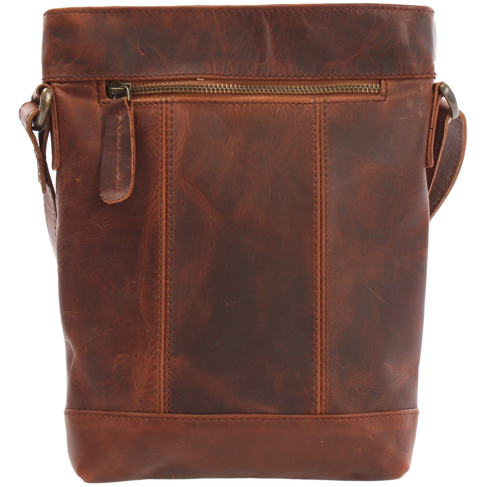 LECONI Umhängetasche kleine Schultertasche Freizeittasche Leder LE3086, kompakte Umhängetasche – verstellbarer Riemen – 21×26×5 cm
