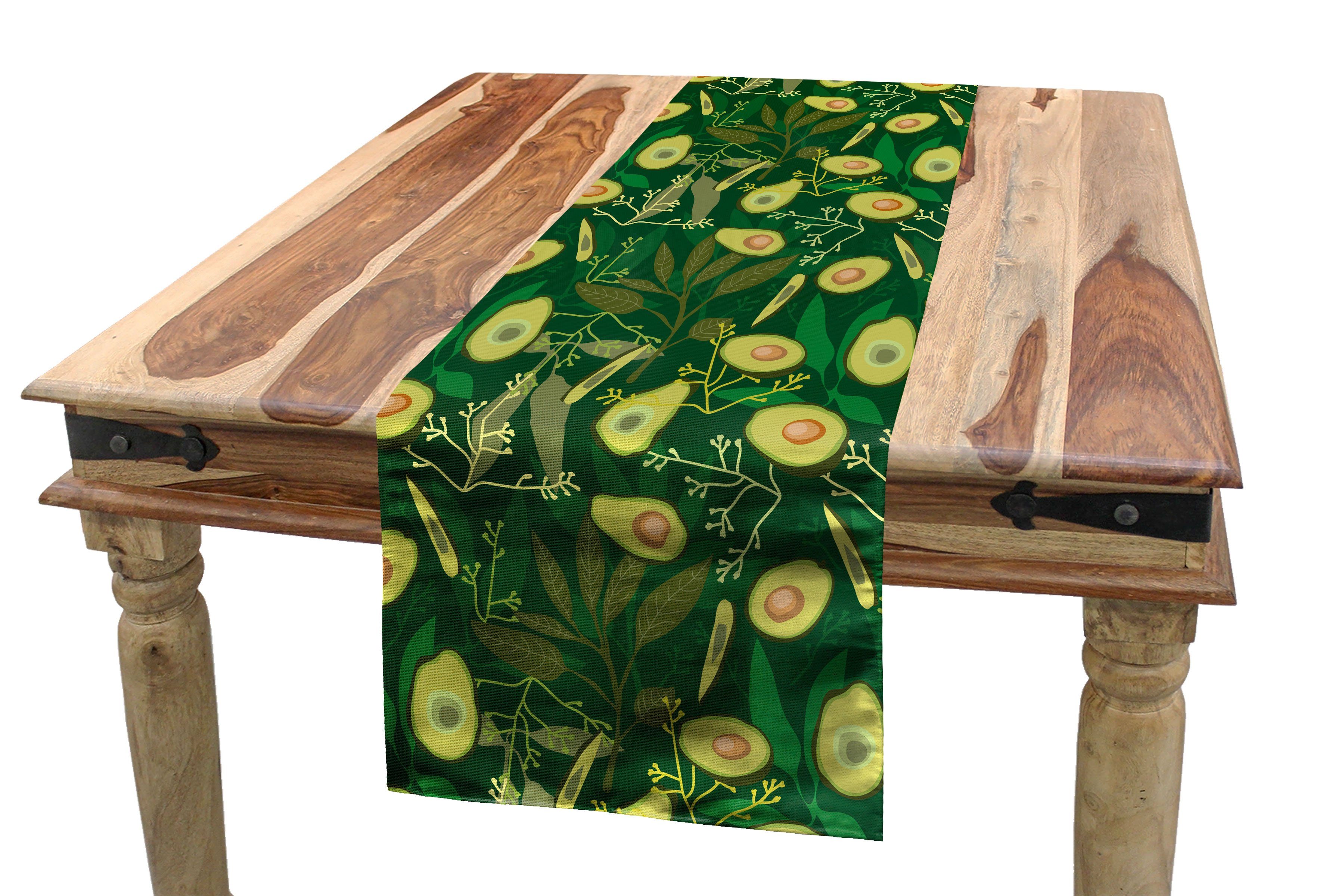 Abakuhaus Tischläufer Esszimmer Küche Rechteckiger Dekorativer Tischläufer, Avocado Retro Style-Blätter Früchte