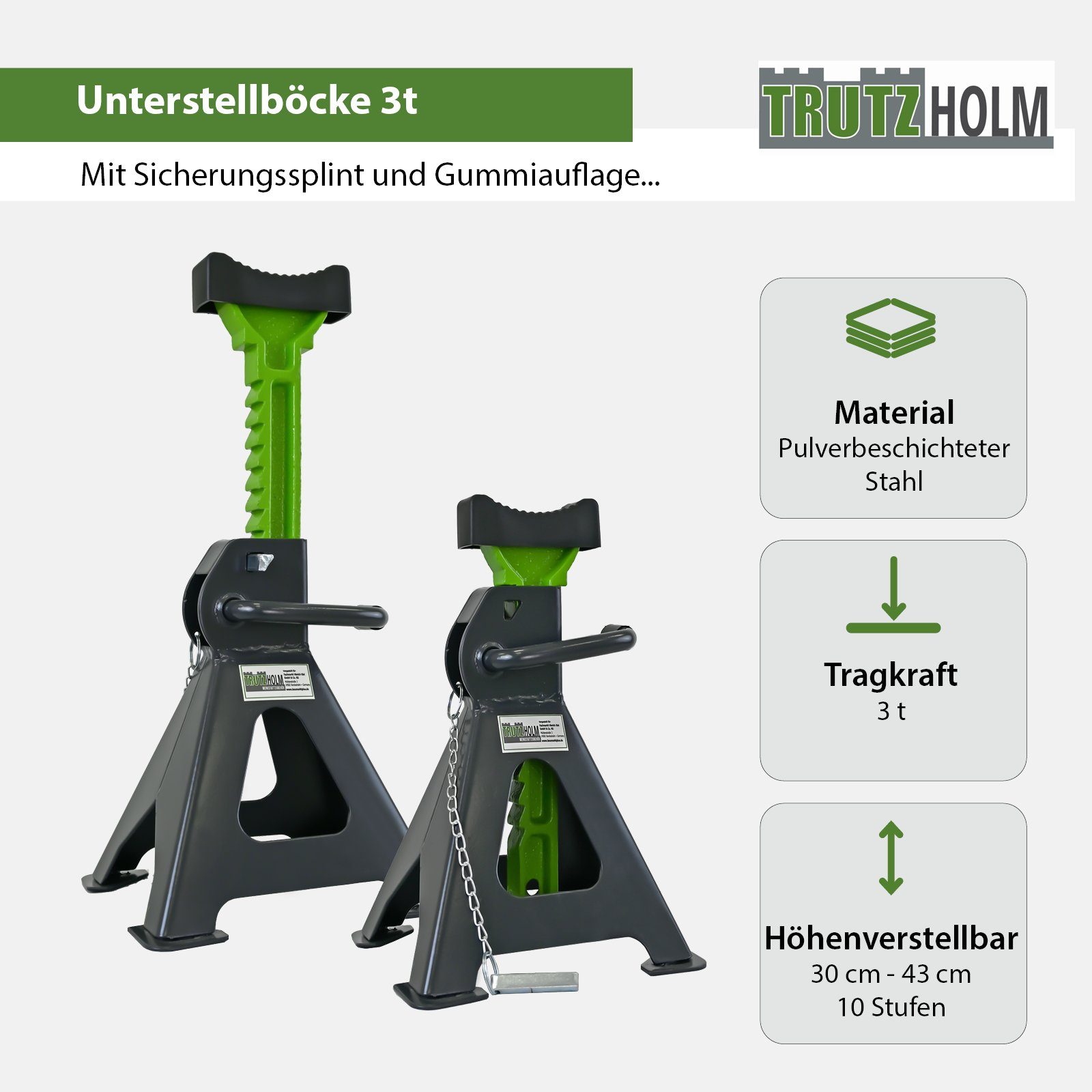 TRUTZHOLM Sägebock Unterstellbock 2 Stück, 3 Tonnen Traglast pro Stütze 300 - 430 mm