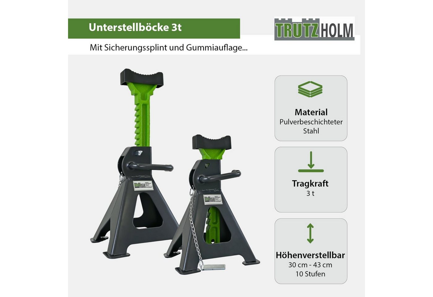 Thumbnail - TRUTZHOLM Sägebock Unterstellbock 2 Stück, 3 Tonnen Traglast pro Stütze 300 - 430 mm