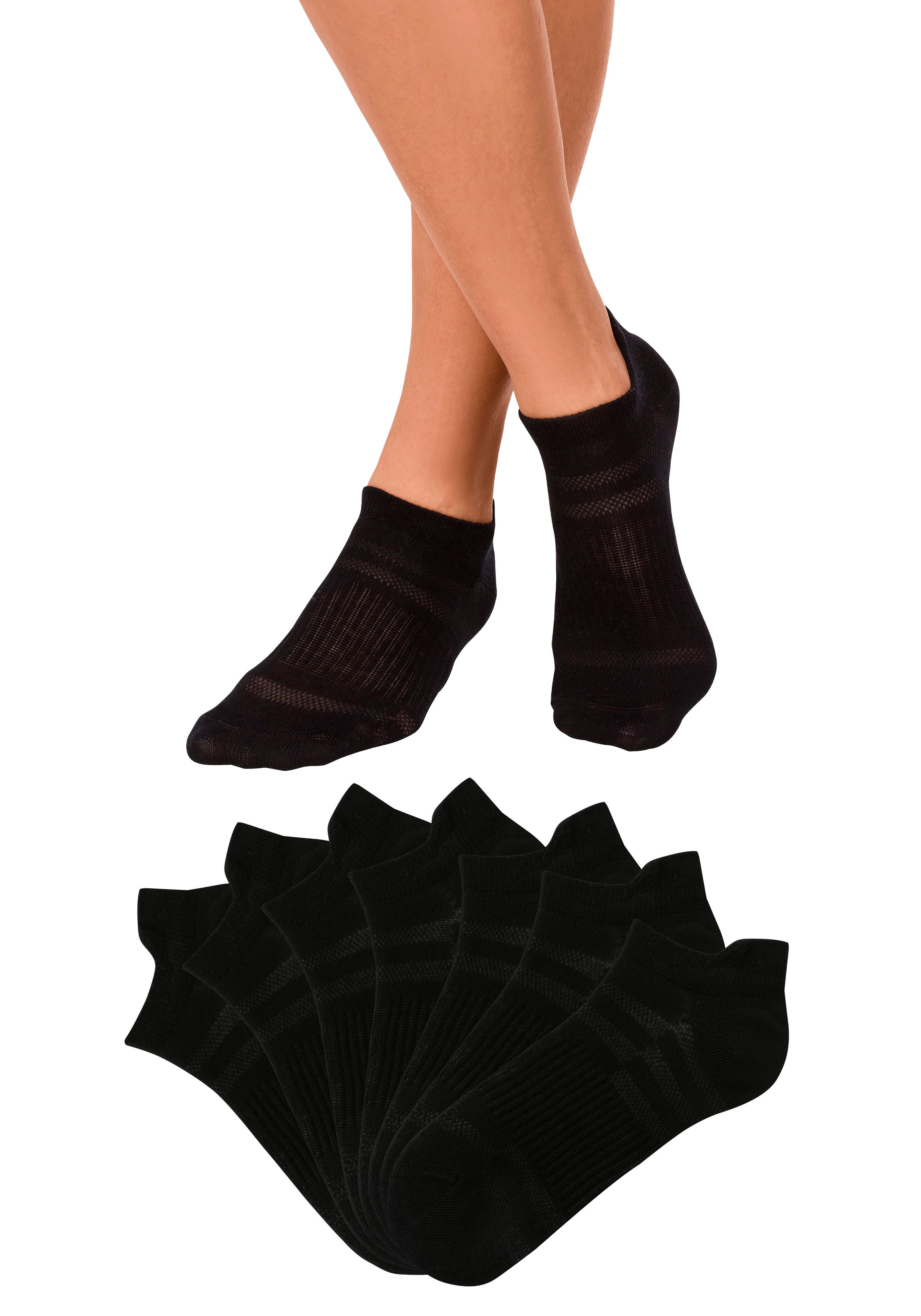 LASCANA ACTIVE Sneakersocken Damen Kurze, Niedrige Socken aus Baumwolle für Sneaker, ohne Frottee (Packung, 7-Paar, Gr. 35-38 bis 39-42) in Piqué-Optik, Mittelfußgummi für optimaler Halt