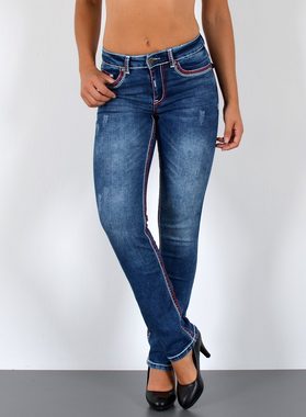 ESRA Straight-Jeans G1200 High Waist Straight Fit Jeans Damen mit dicker Naht, bis Übergröße / Plussize Größe, Damen Straight Leg Jeans mit Kontrastnähten Hochbund, Gerade Schnitt Jeans Damen mit roter Naht Große Größen, Damen Jeans, Jeans Damen, Damen Jeanshose Straight, Gerade Schnitt Jeans Damen, Jeans Damen High Waist Damen Jeans, Straight Fit Jeans Hose